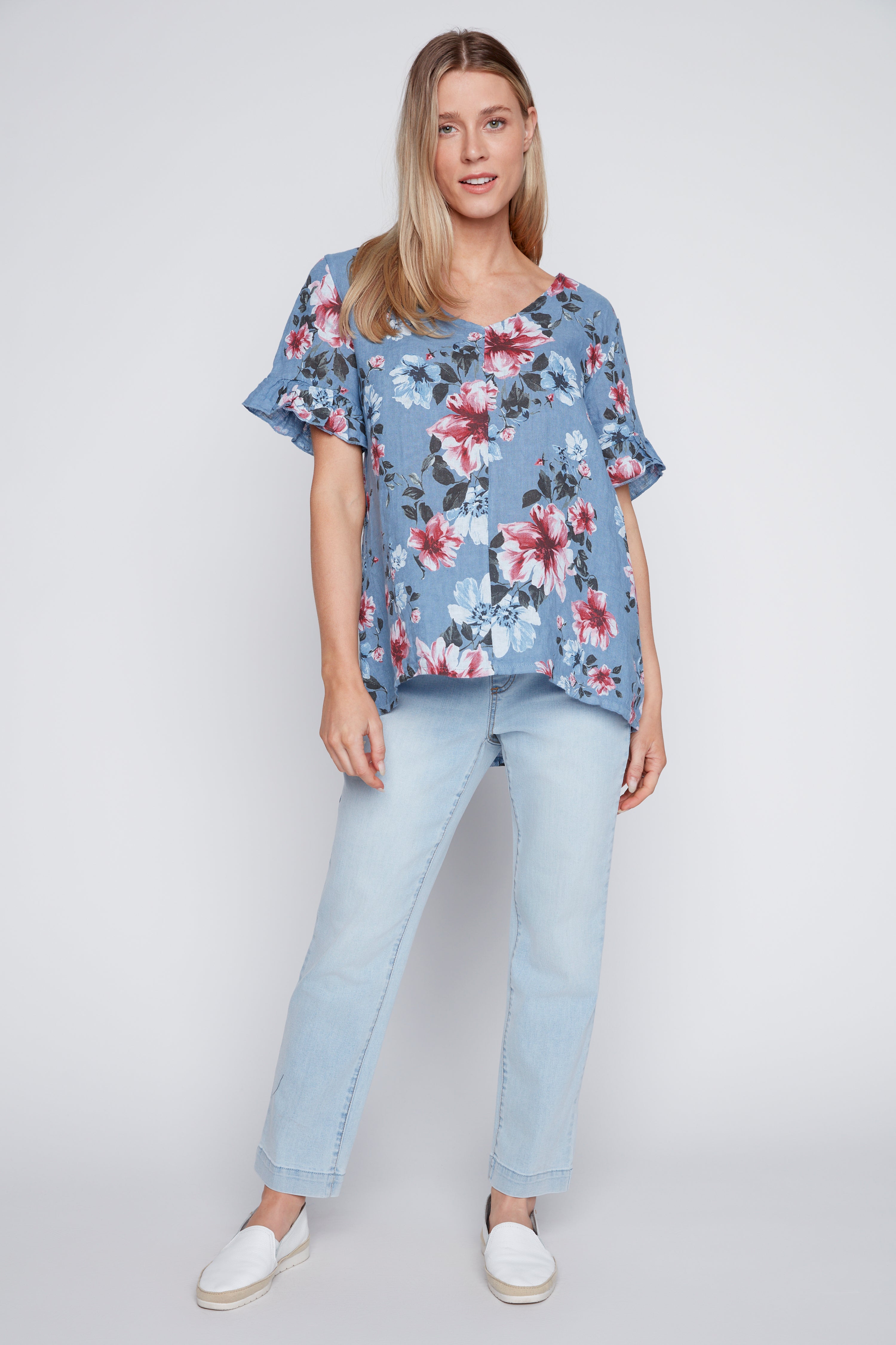 Printed linen tunic
