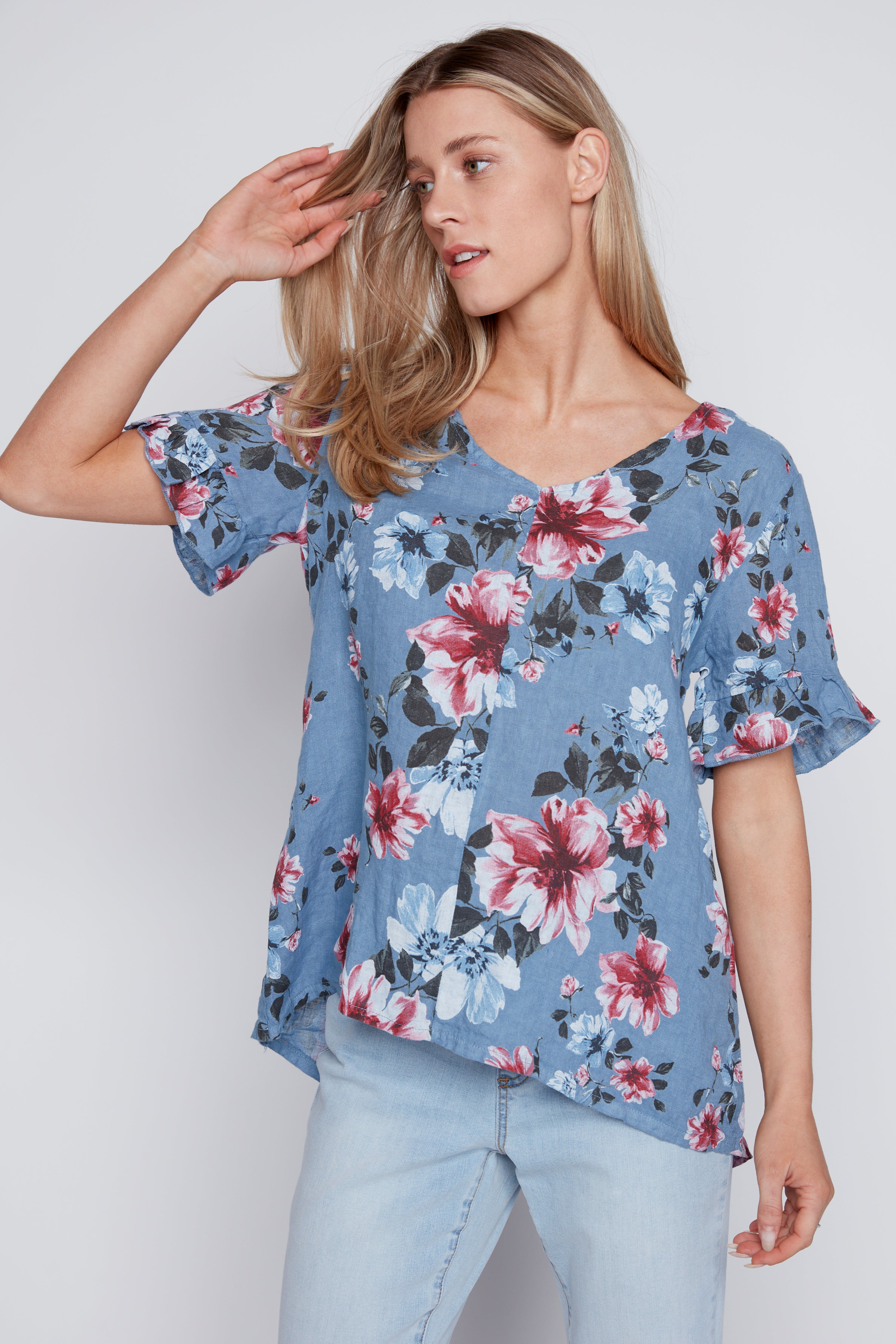 Printed linen tunic