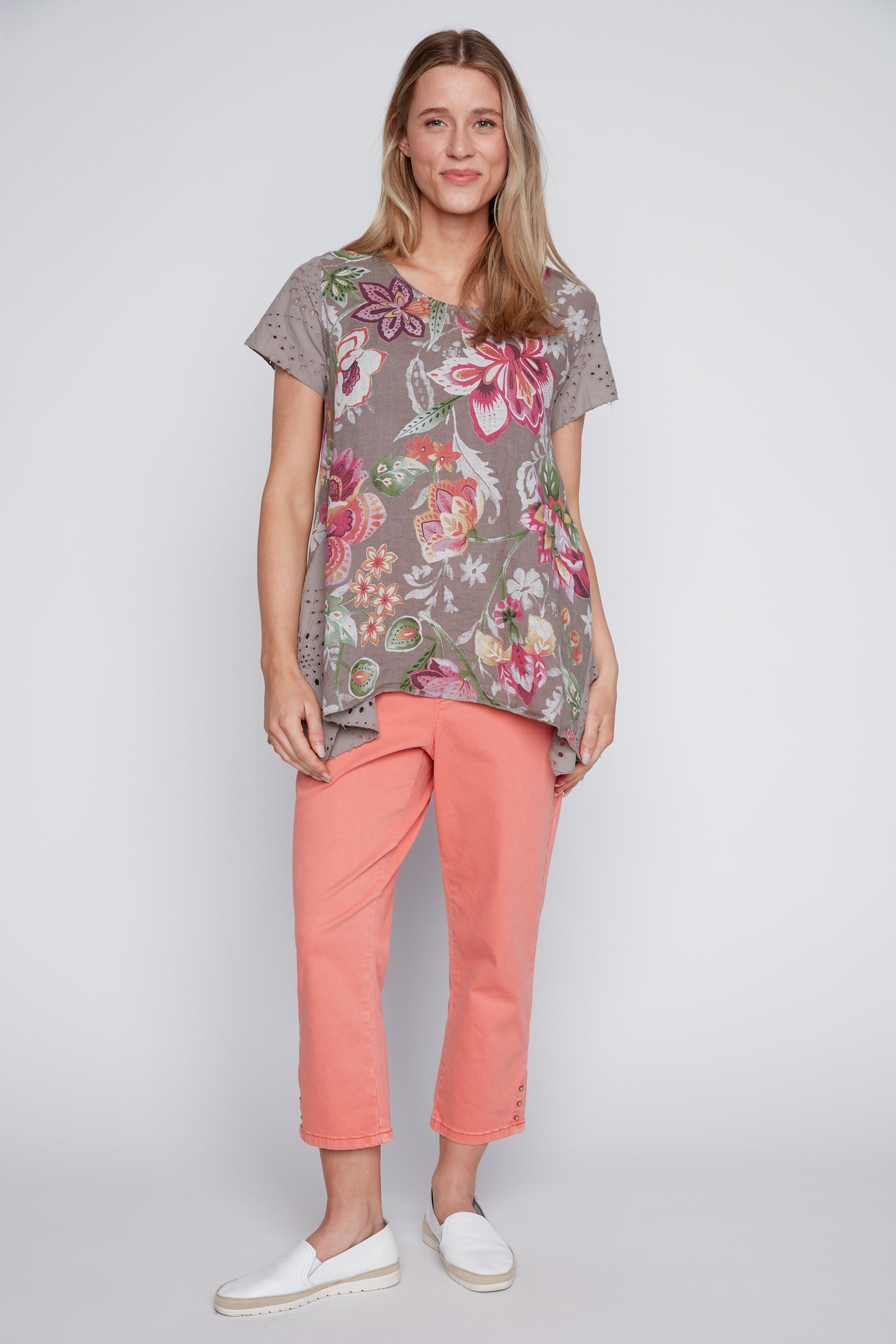 Printed linen top