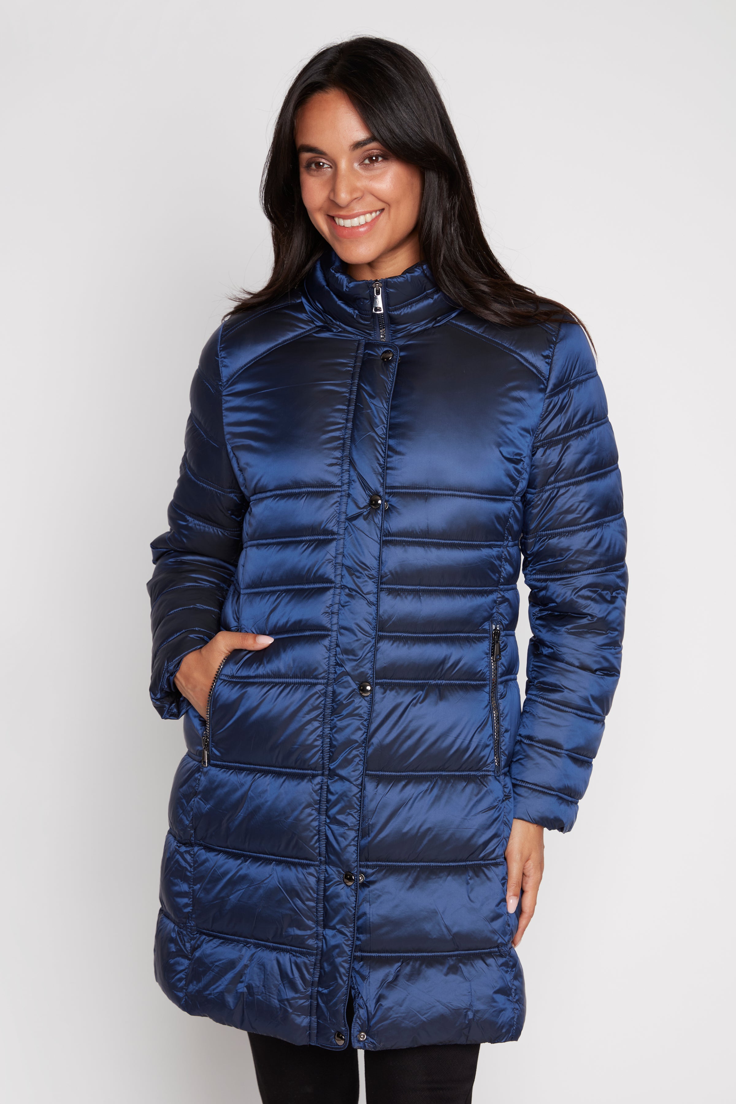 Quilted jacket with fur hood hotsell