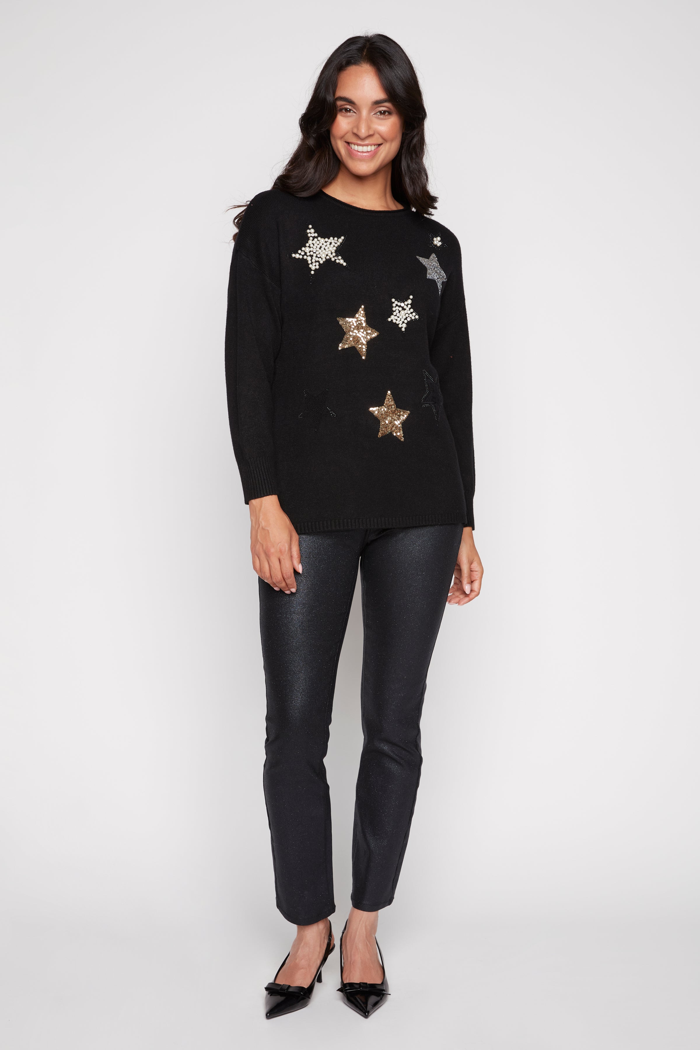 Pearl and sequins star sweater