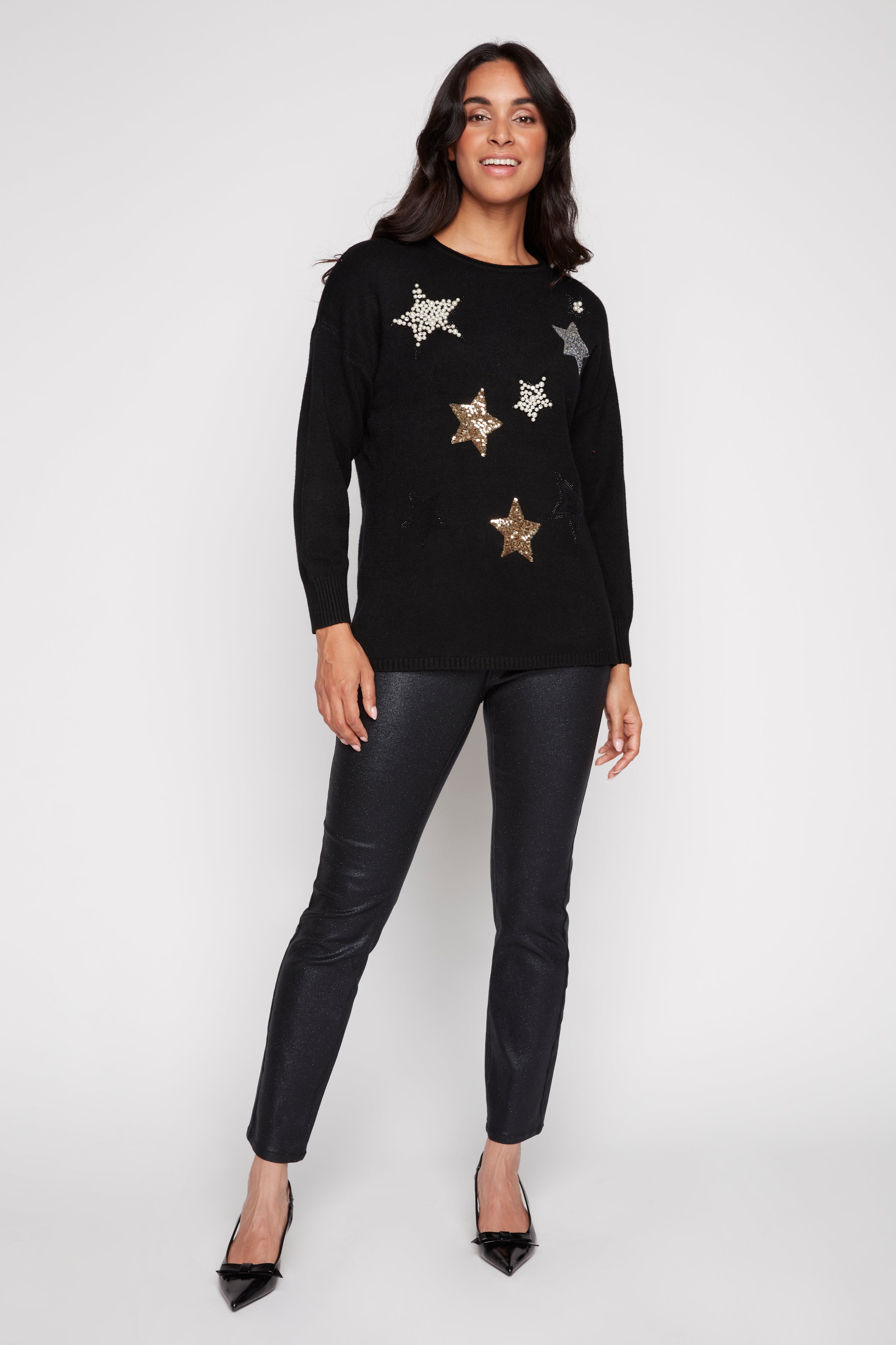 Le pull avec étoile en perles et paillettes