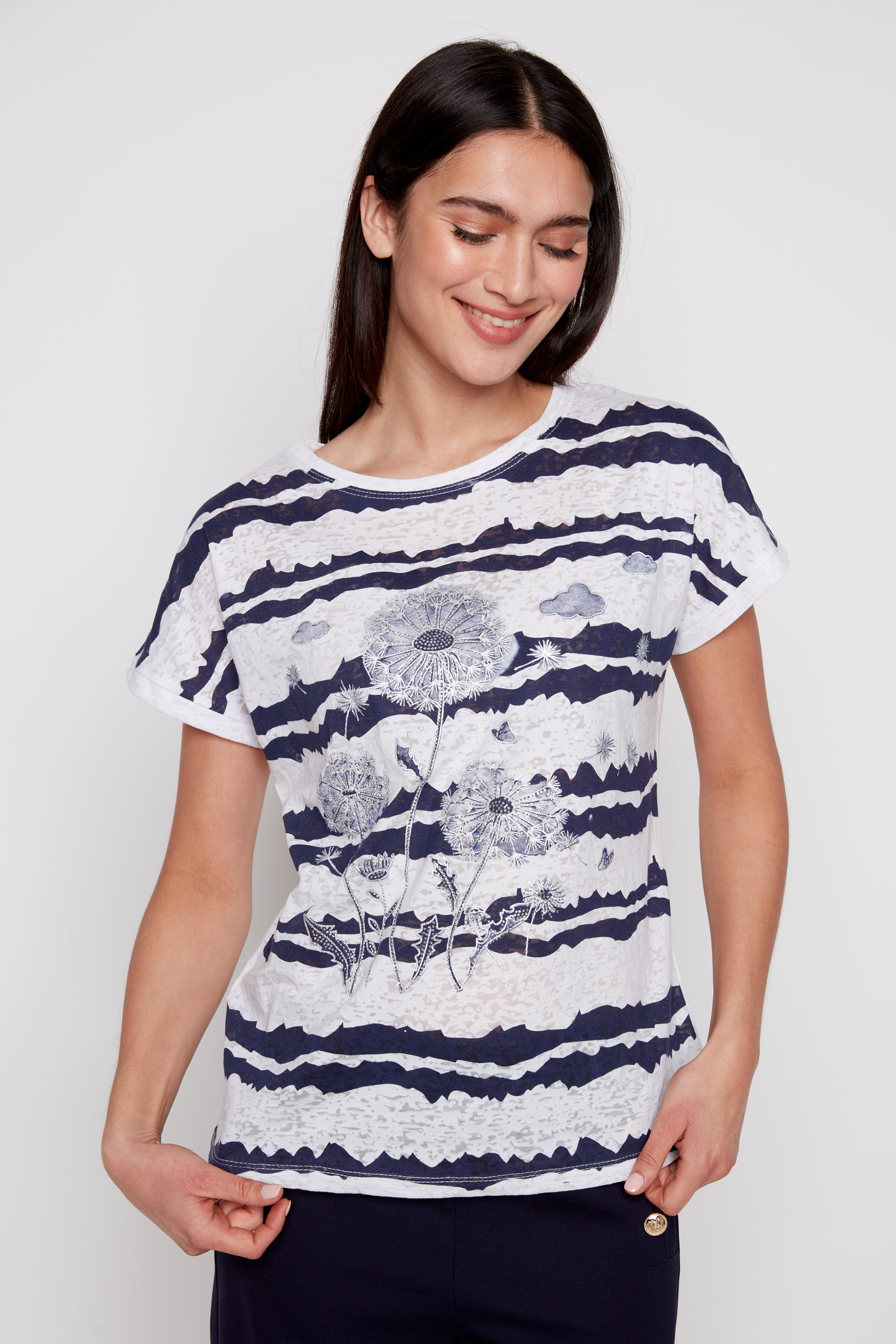 Abstract stripe print top