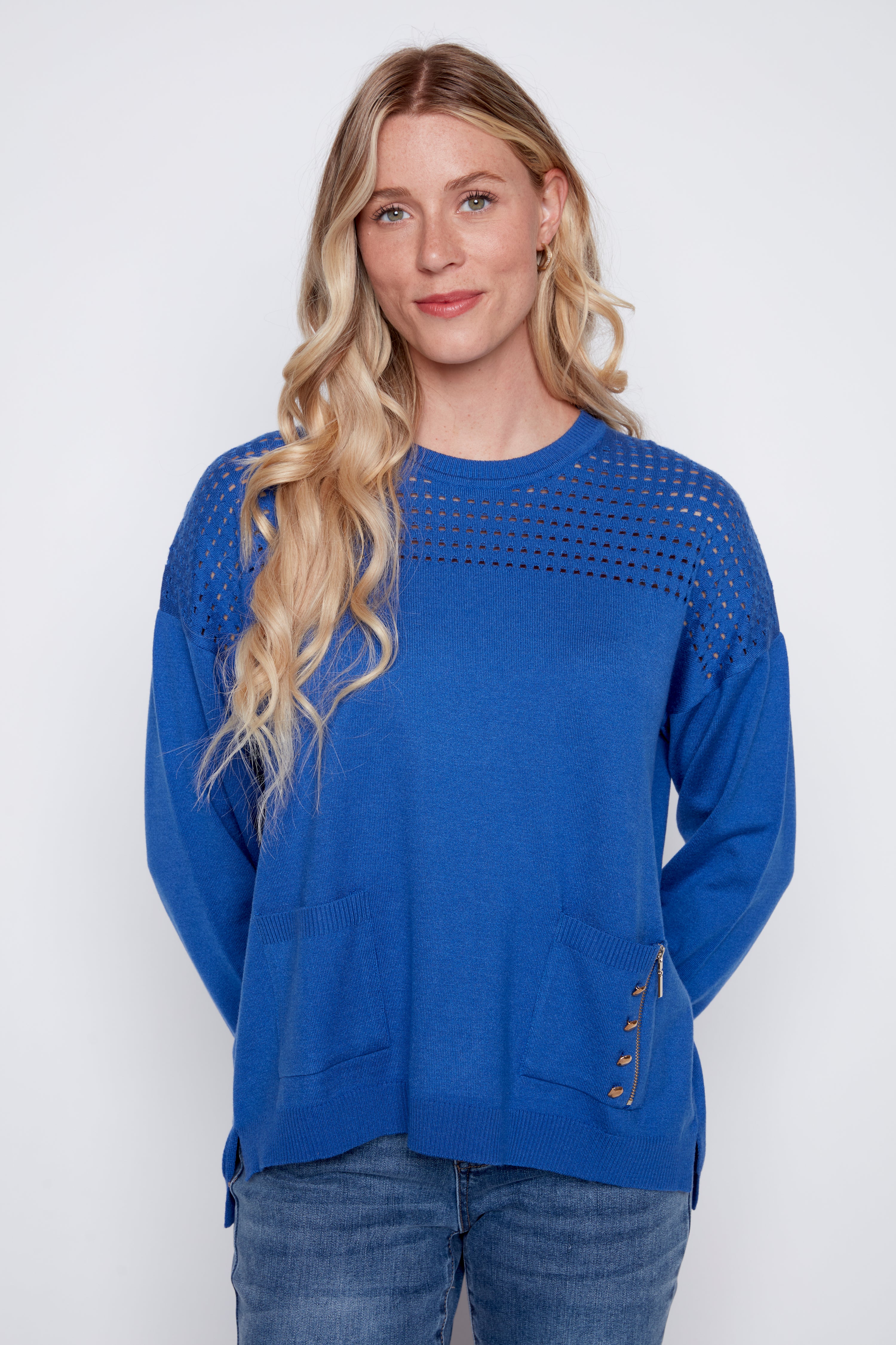 Crochet detail sweater
