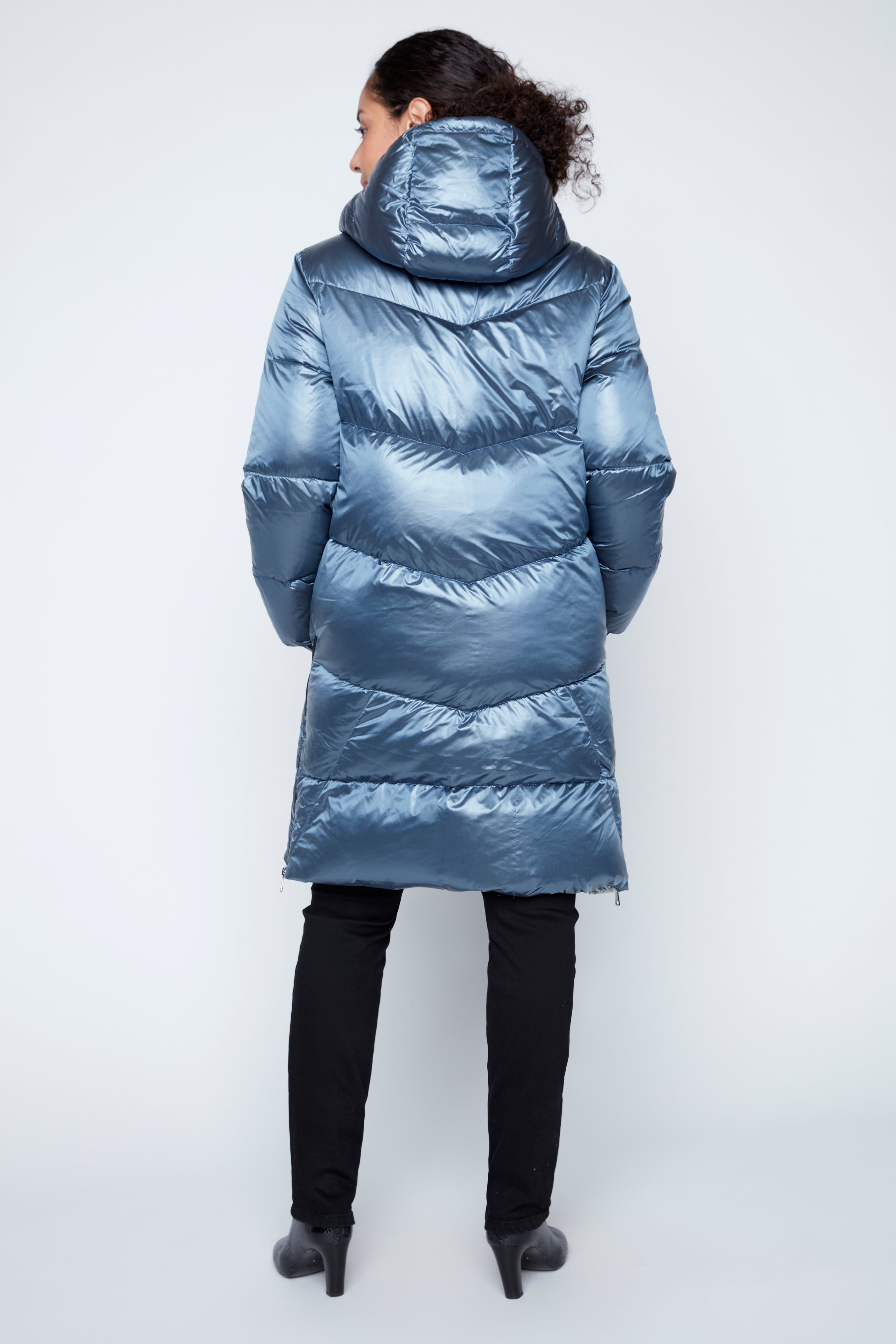Iridescent quilt puffer jacket