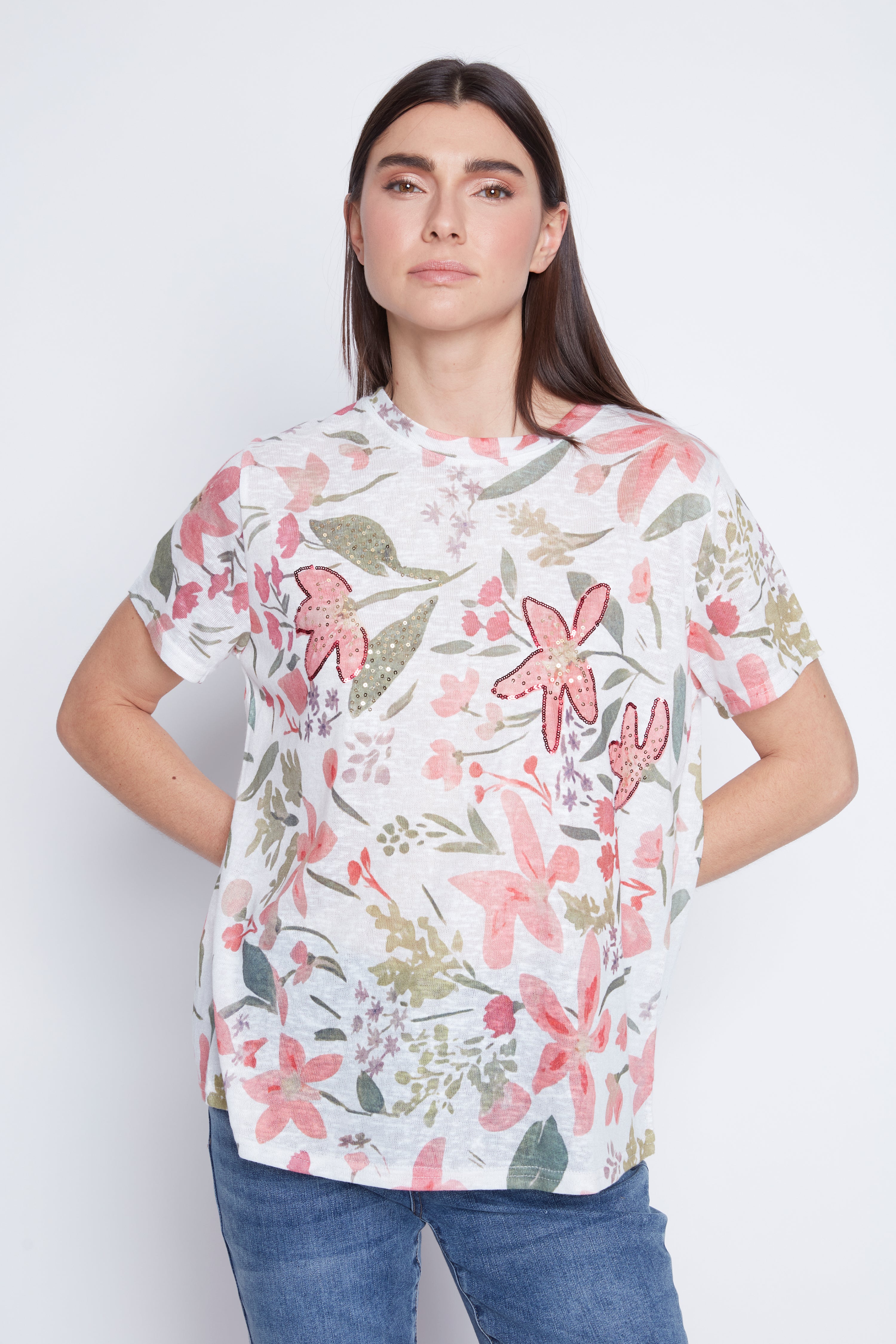 Floral soft knit top