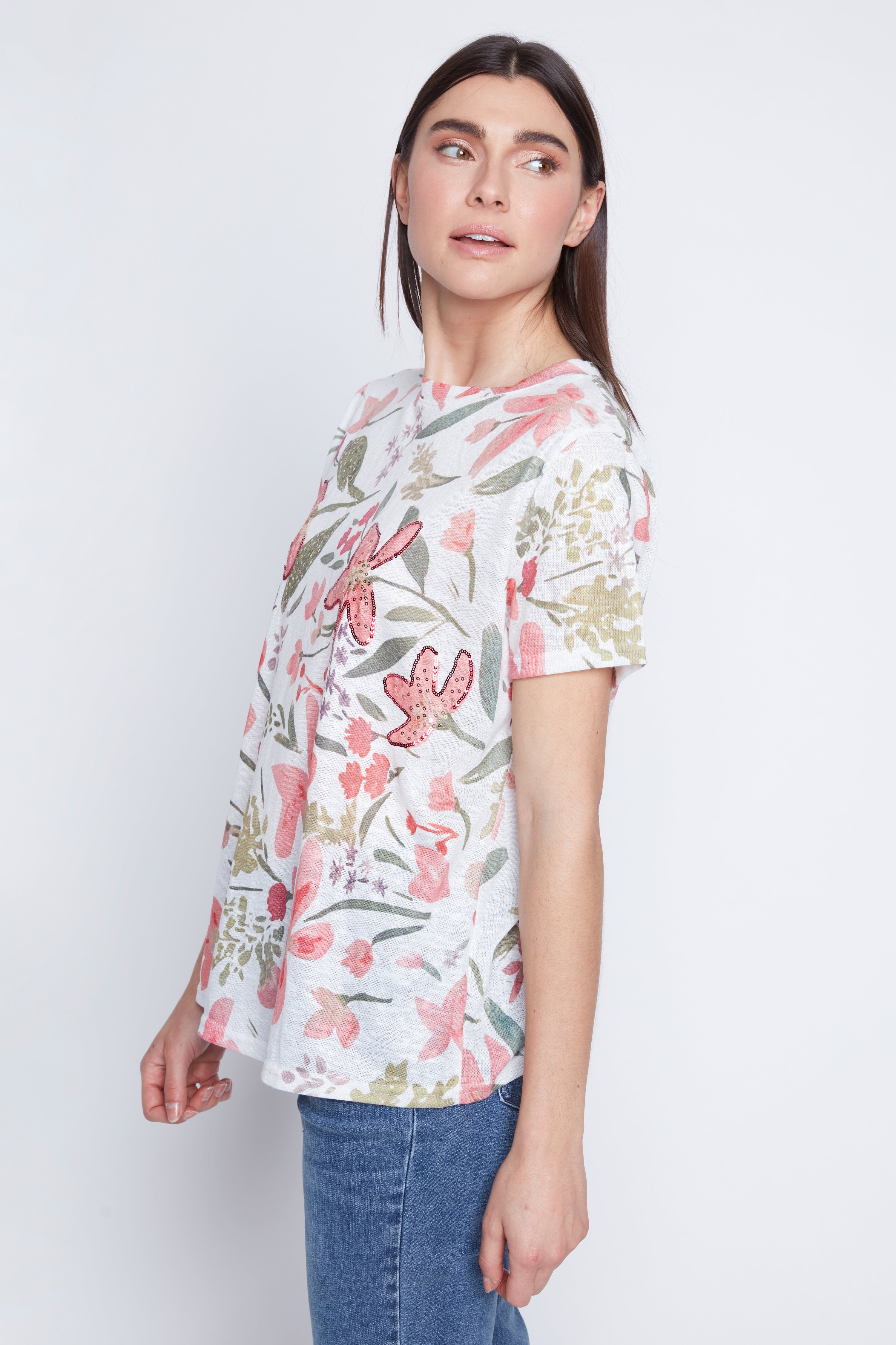 Floral soft knit top