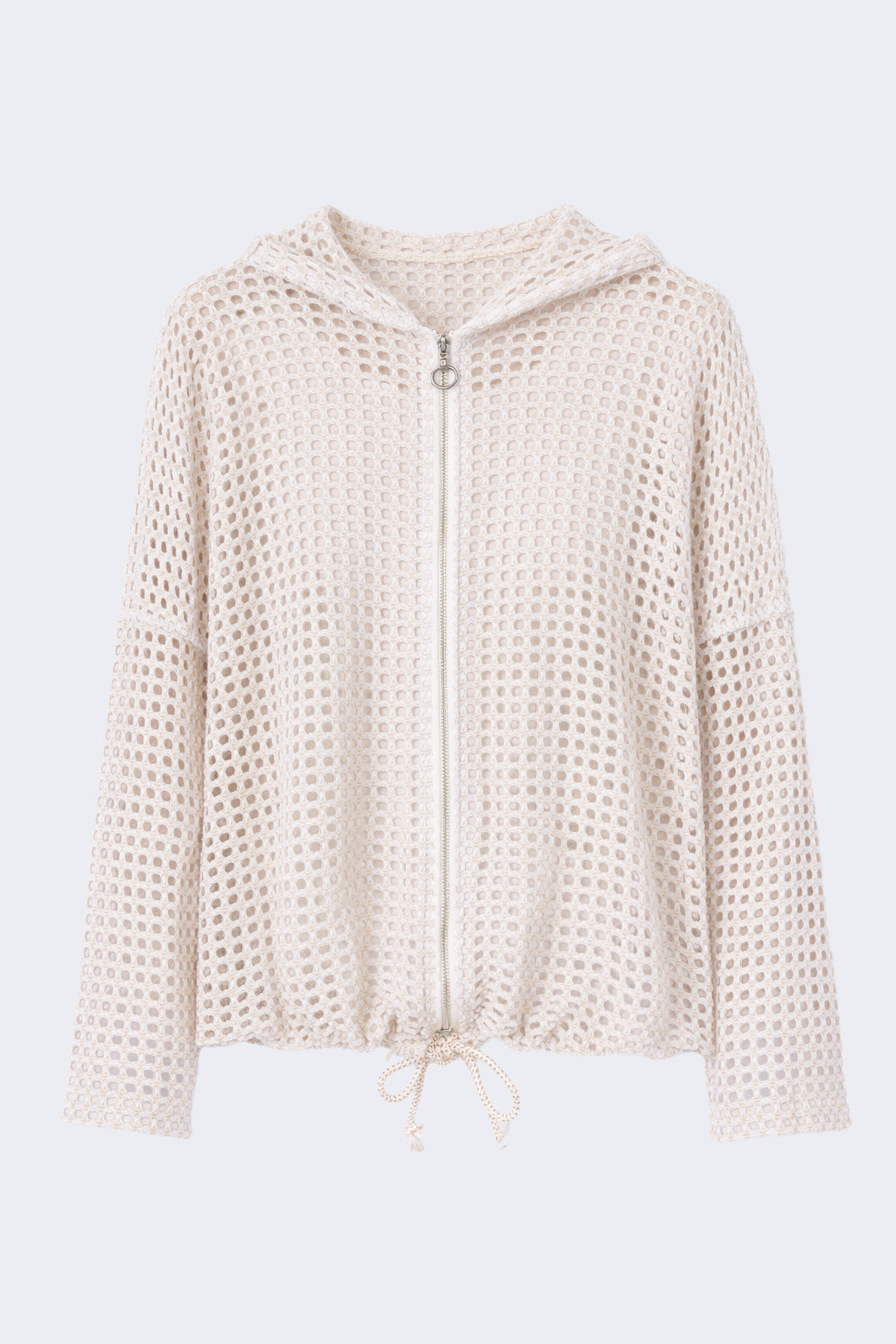 Fishnet hooded cardigan