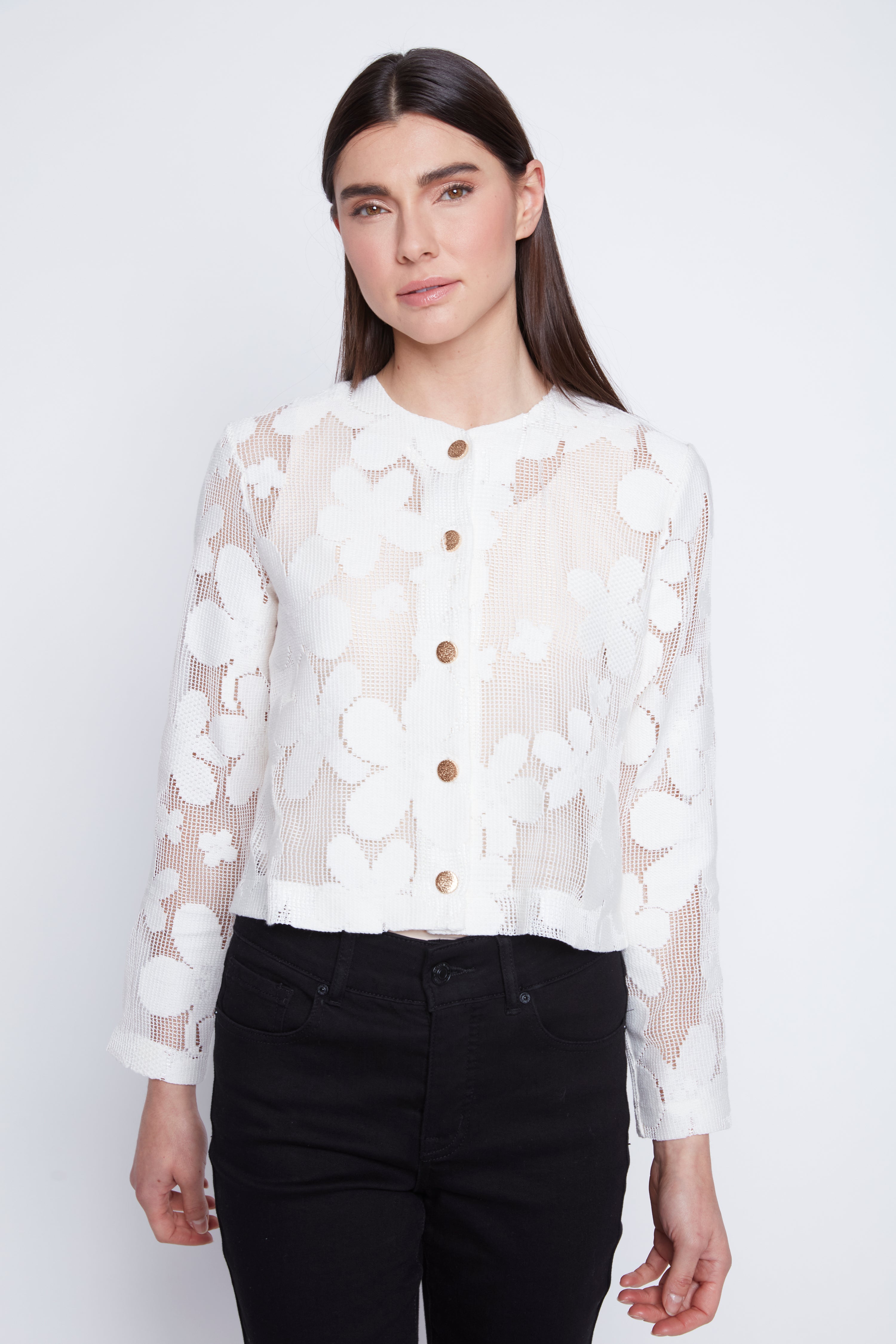 Crochet floral jacket