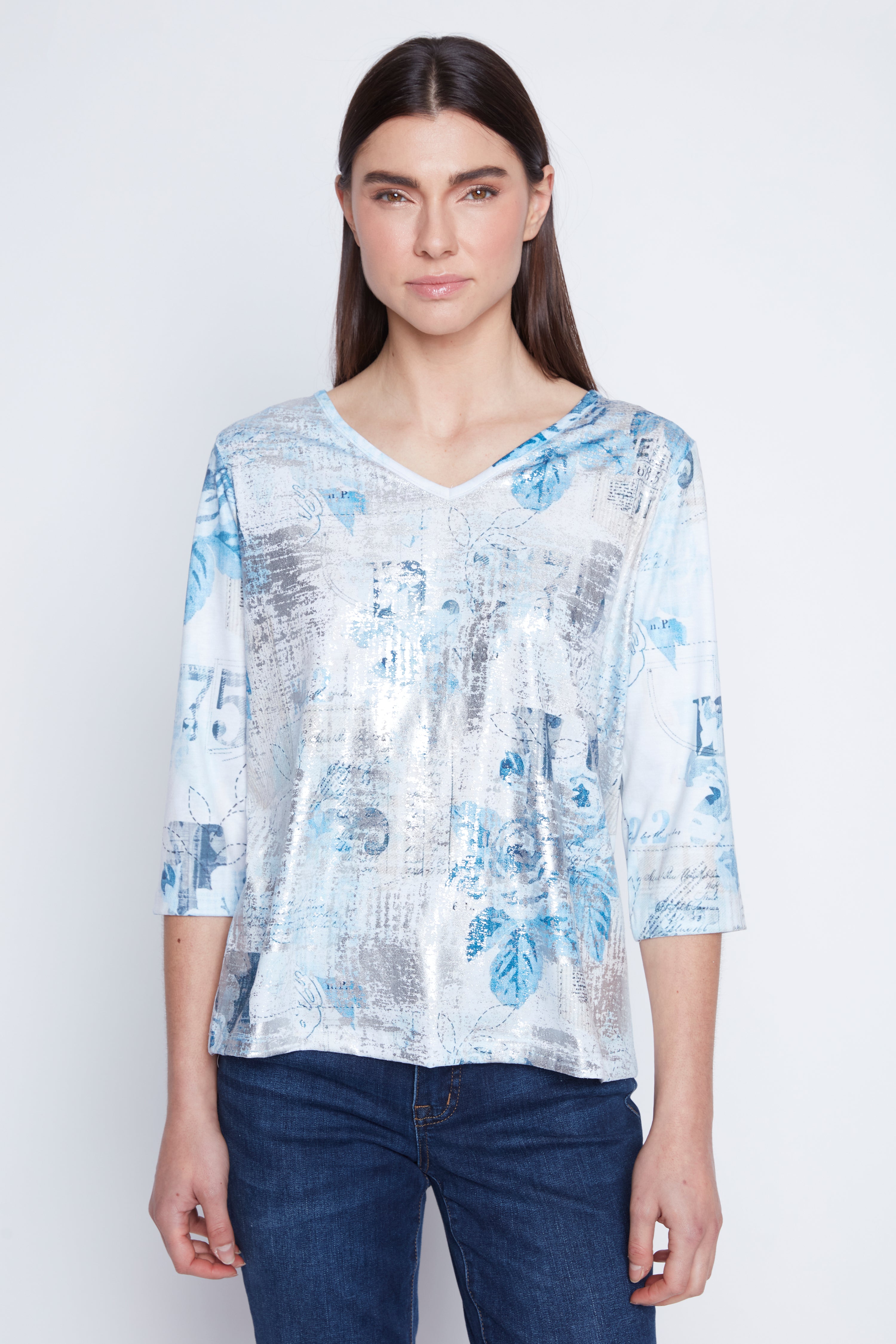 Floral foil print top