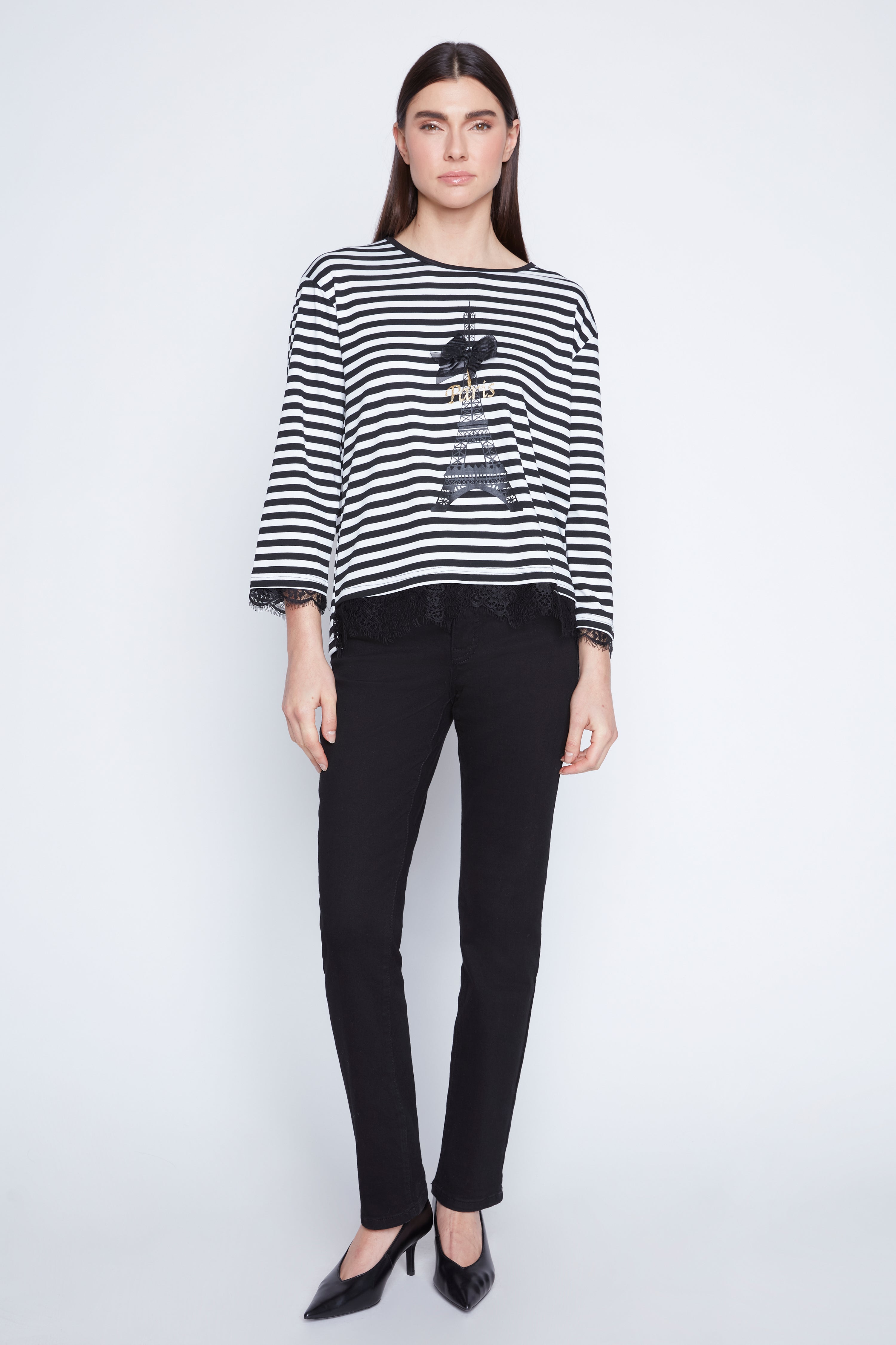 Lace trim Paris t-shirt