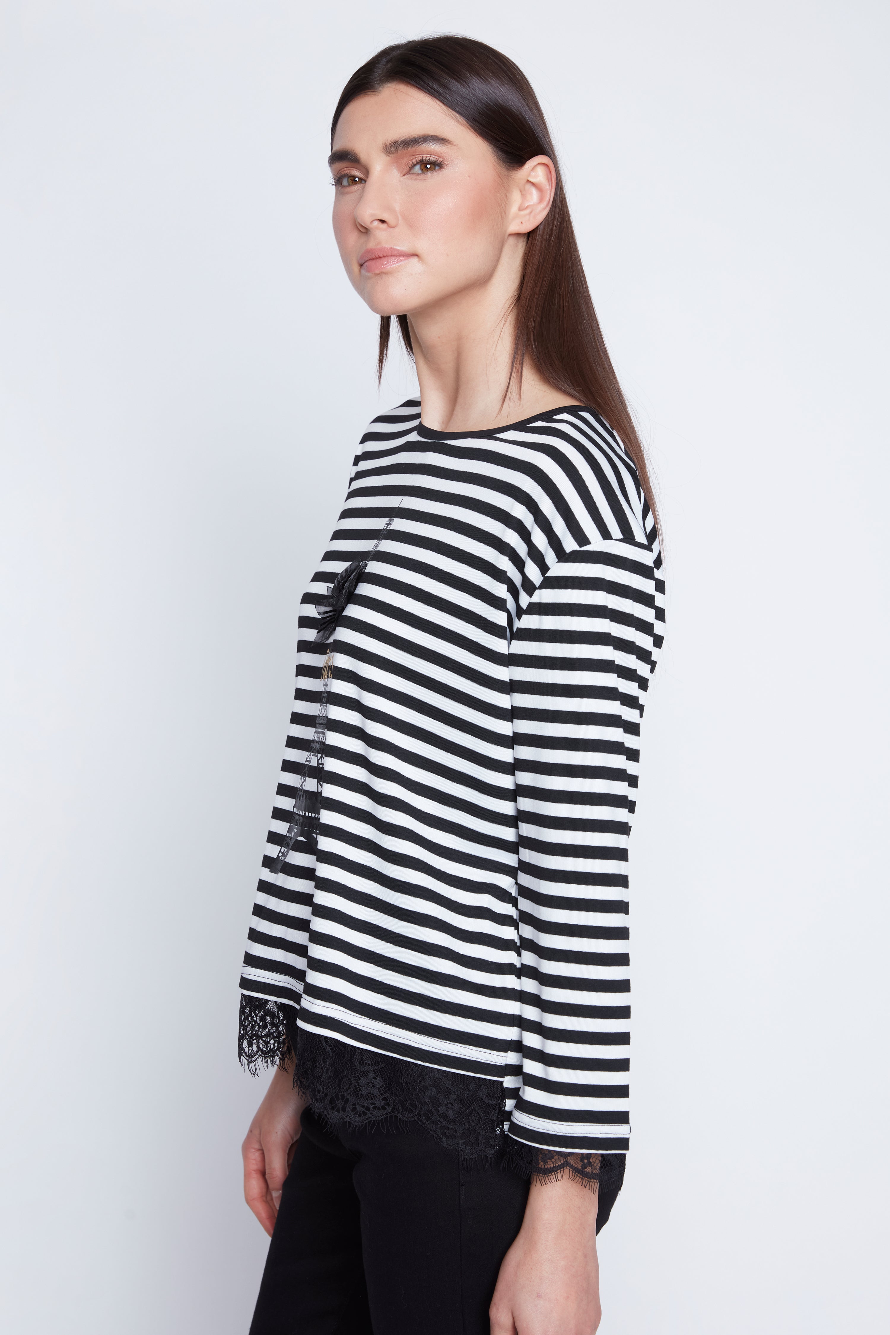 Lace trim Paris t-shirt
