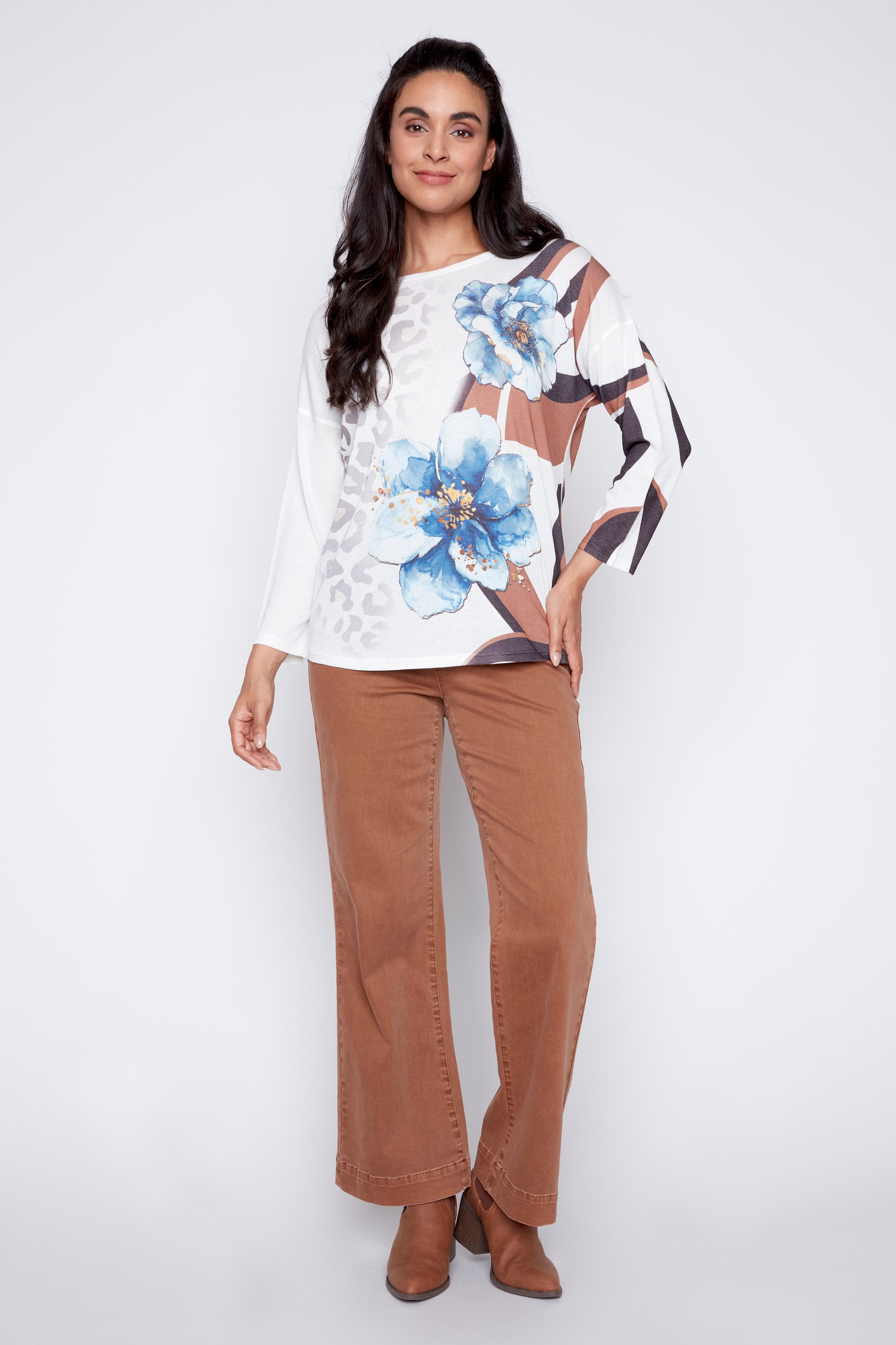 Floral with animal print top