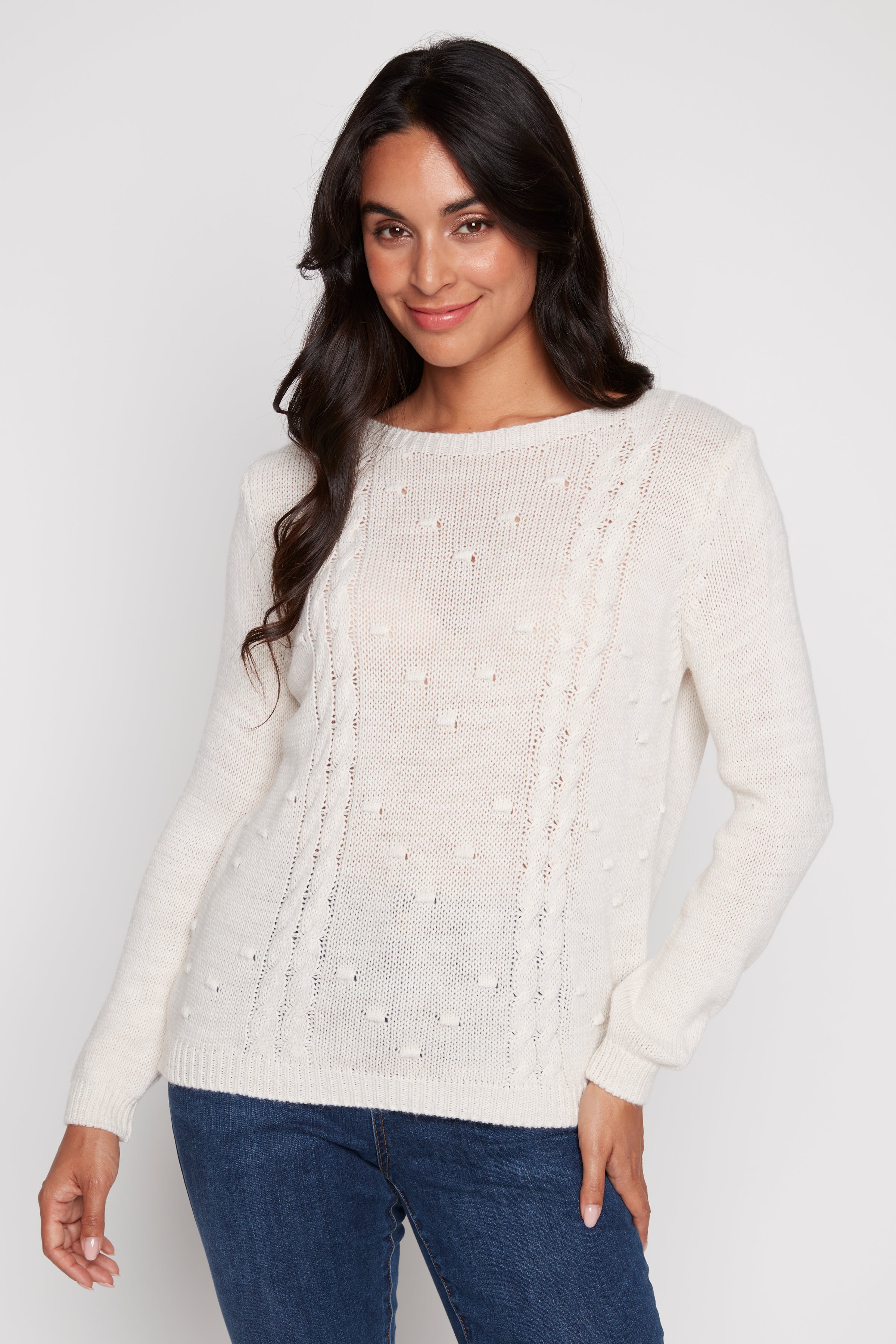 Pointelle detail sweater