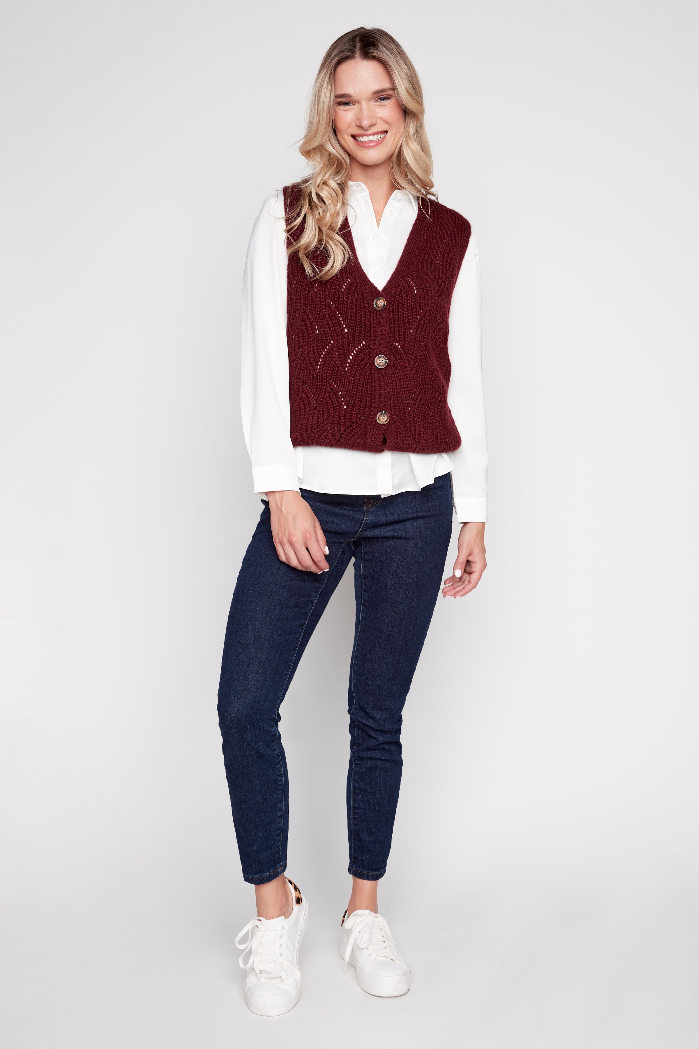 Button front sweater vest