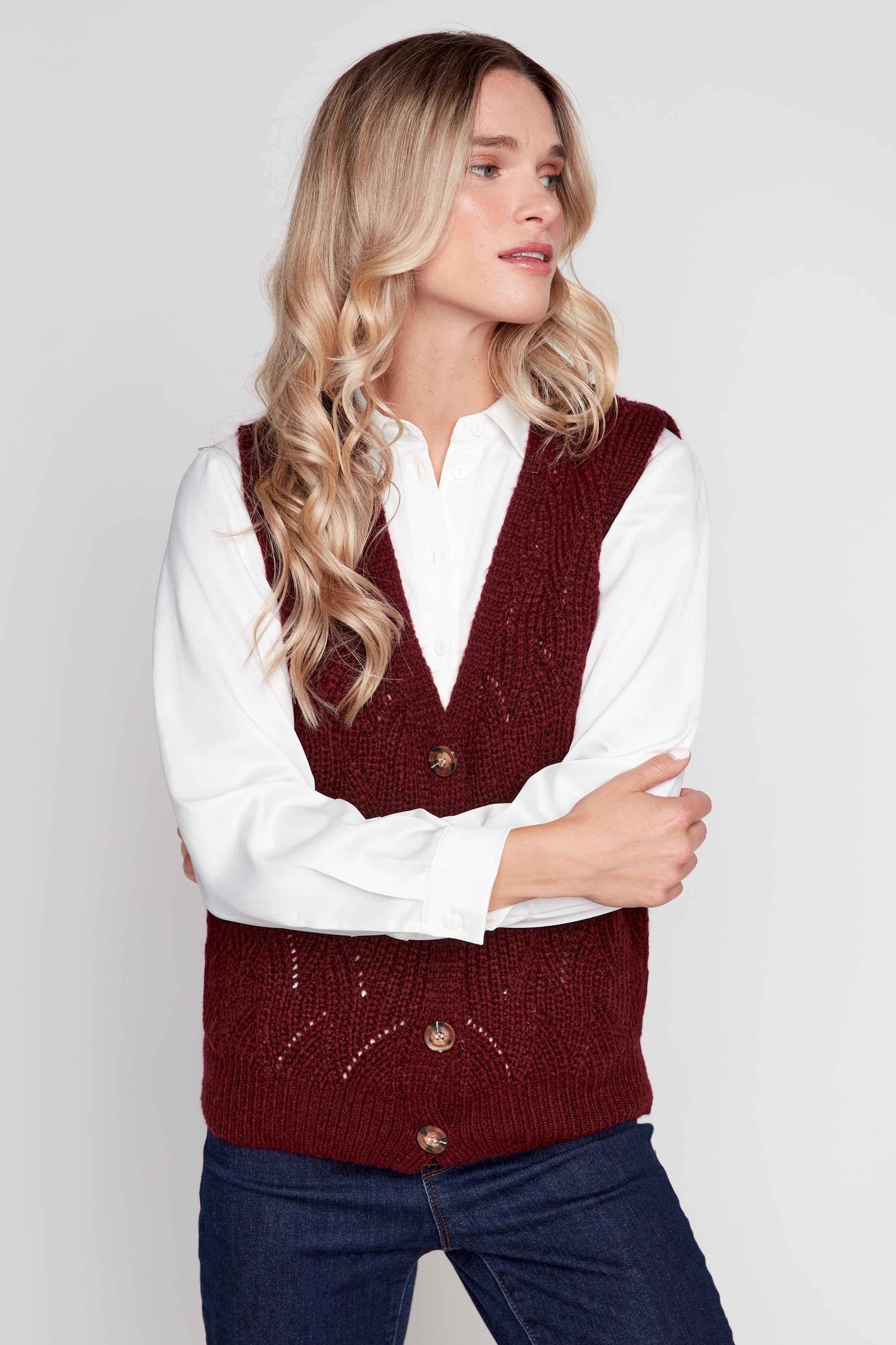 Button front sweater vest