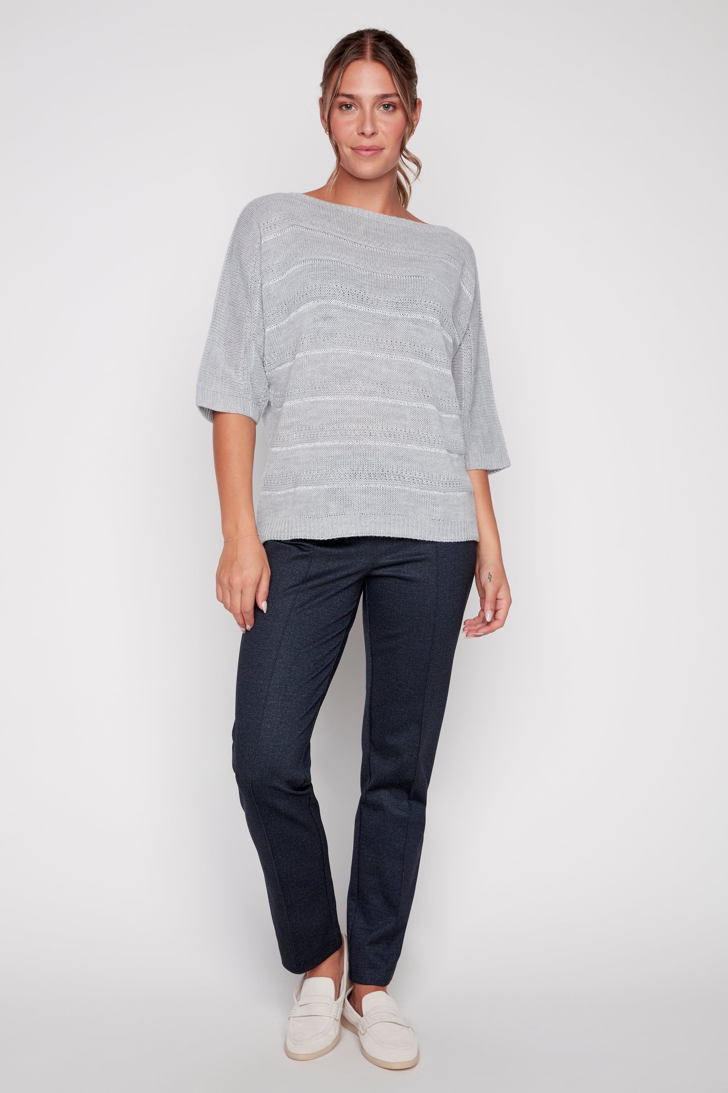 Dolman sleeve sweater with lurex