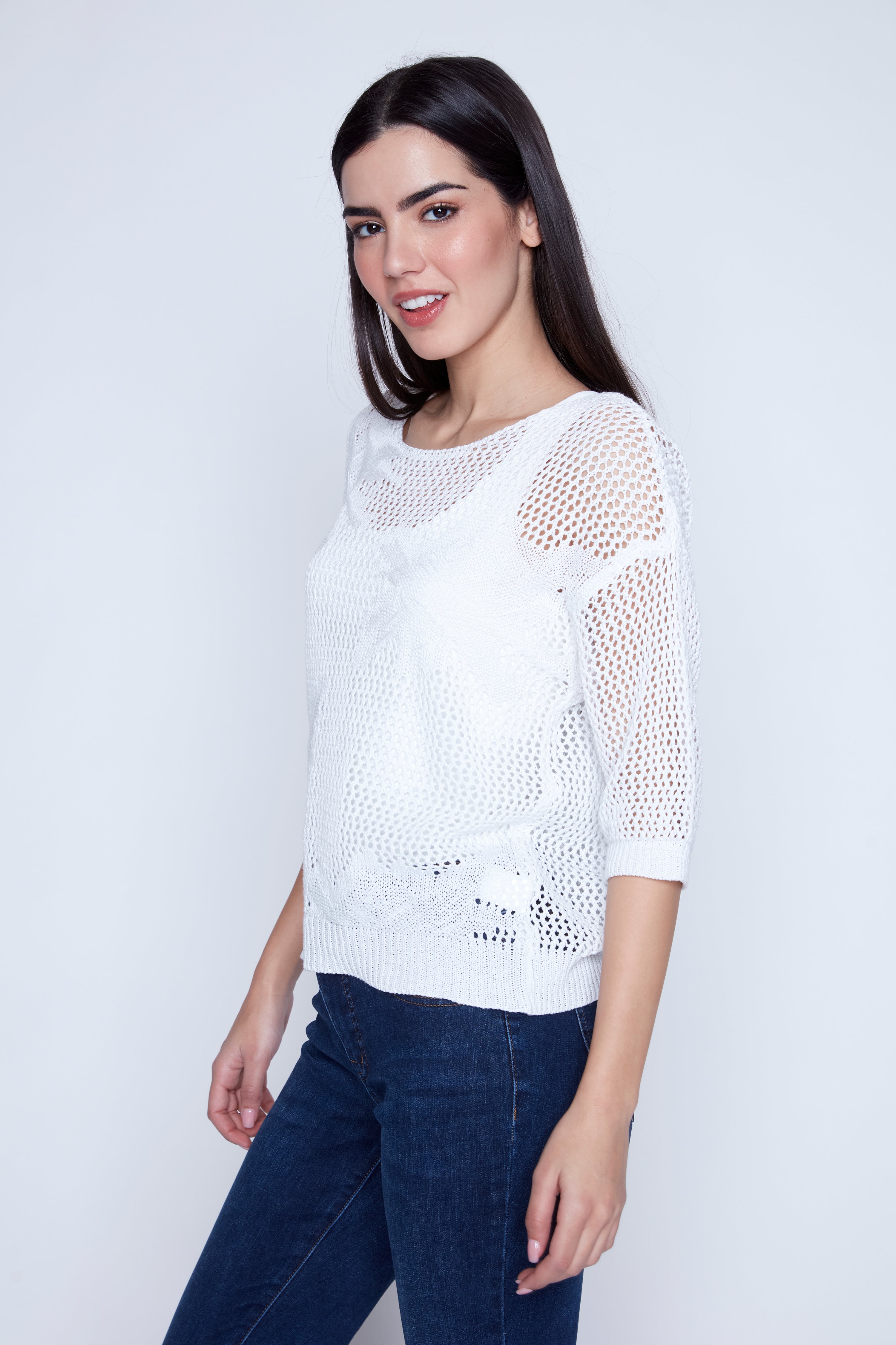 Floral crochet sweater