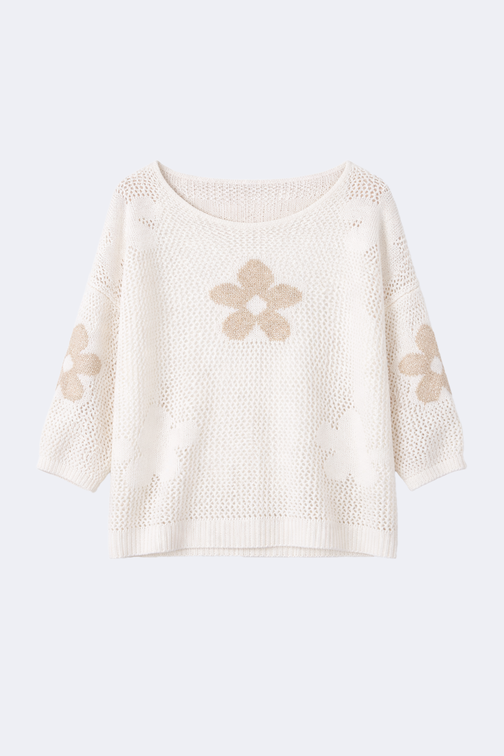 Gold flower print sweater