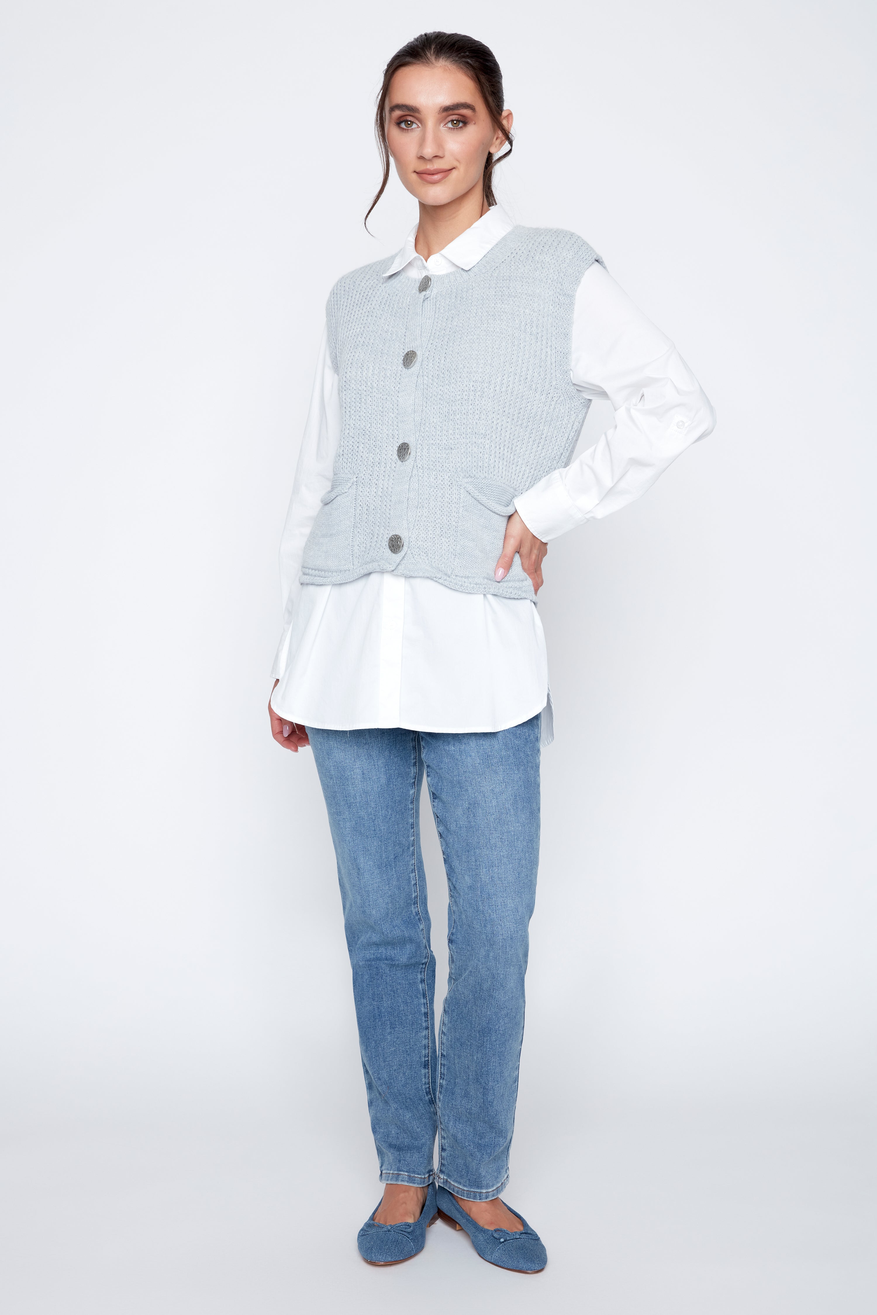 Rib vest with pockets