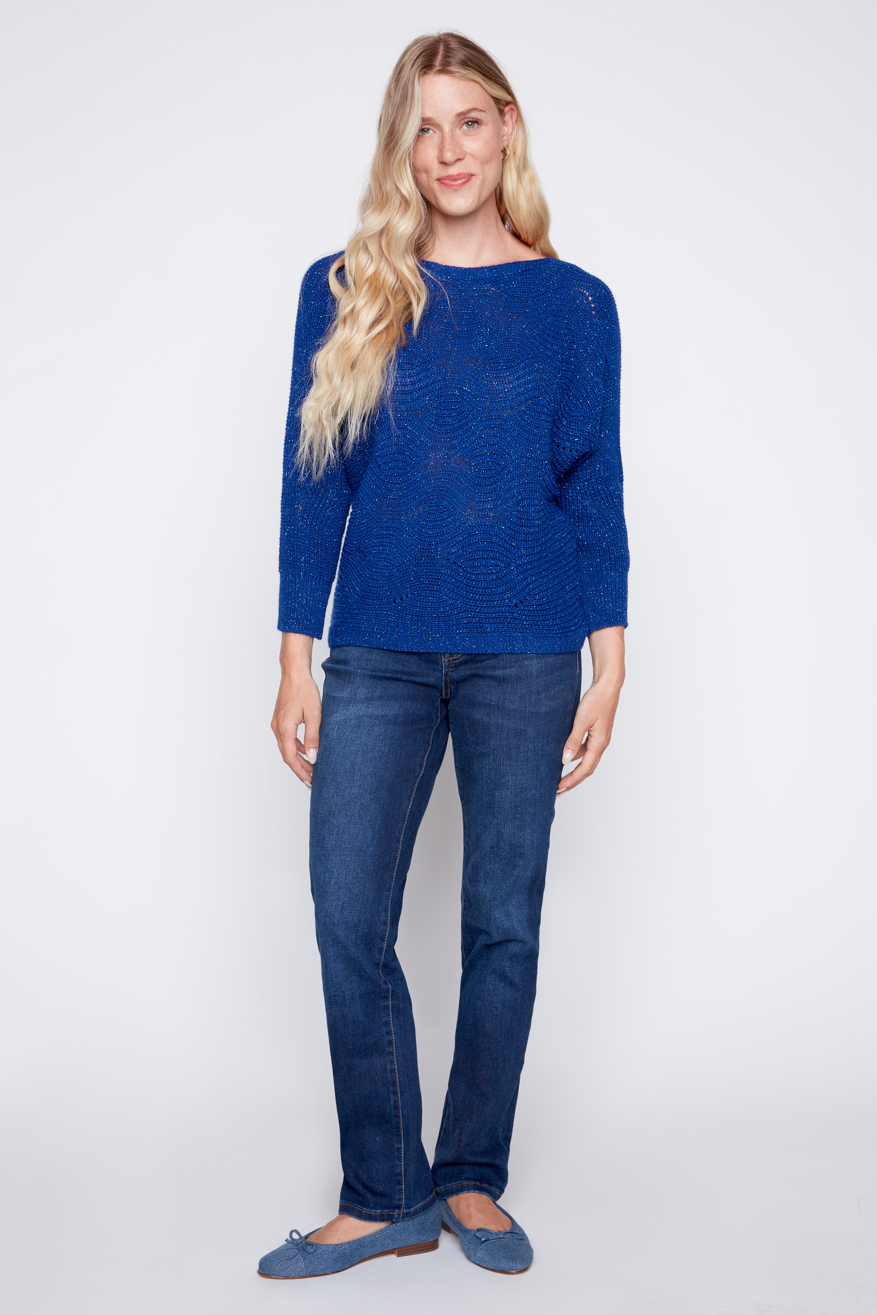 Wave detail lurex sweater