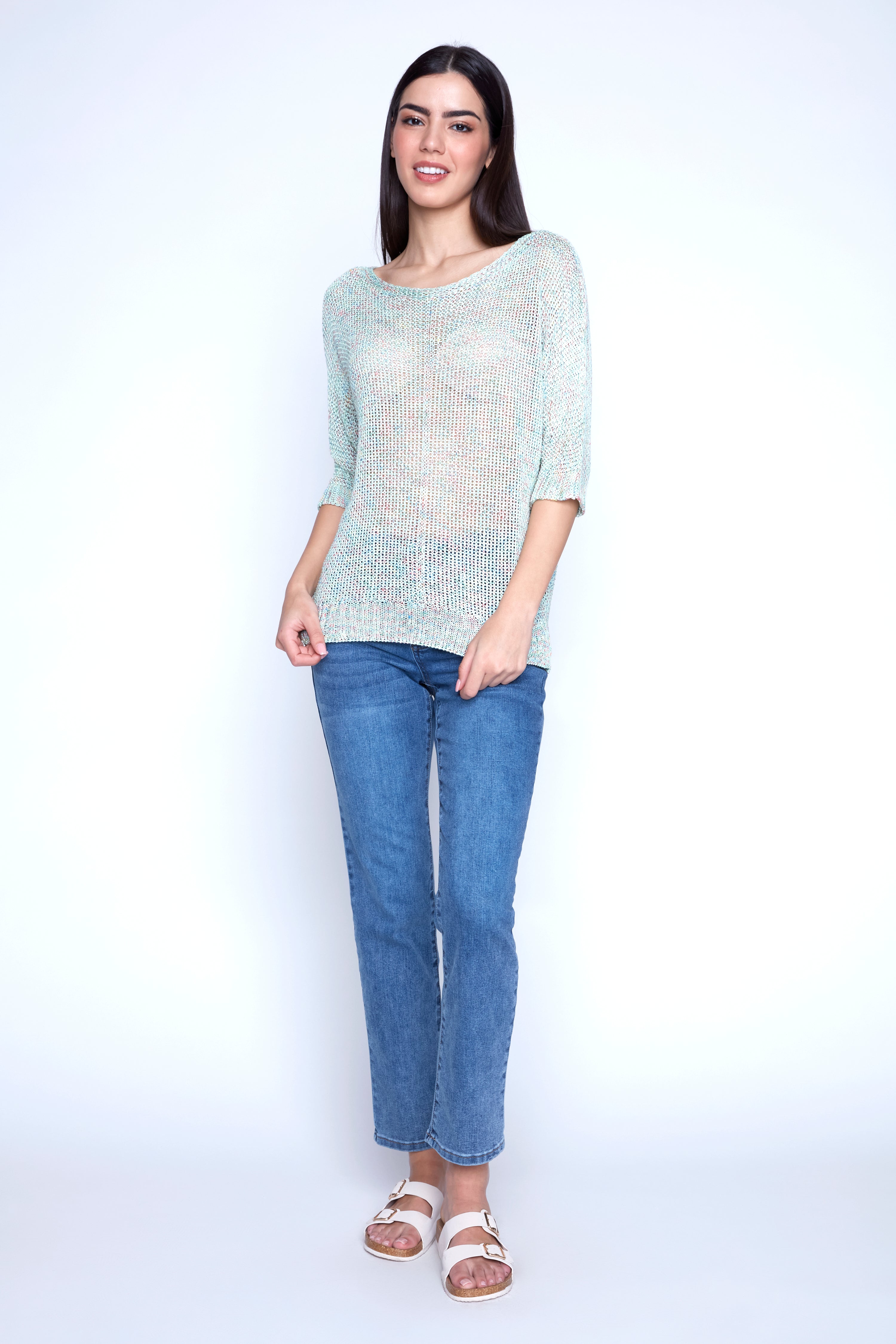 Melange crochet sweater