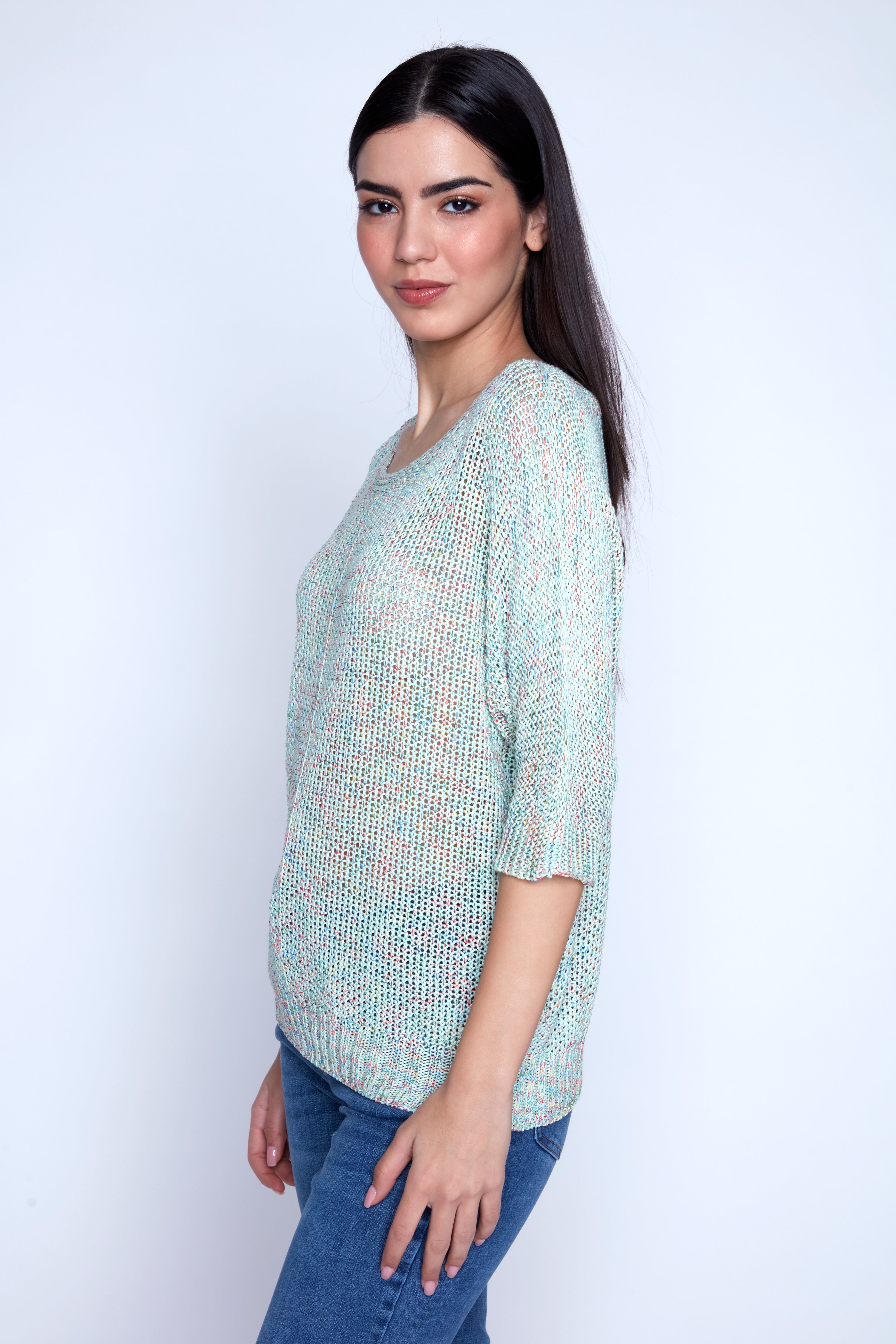 Melange crochet sweater