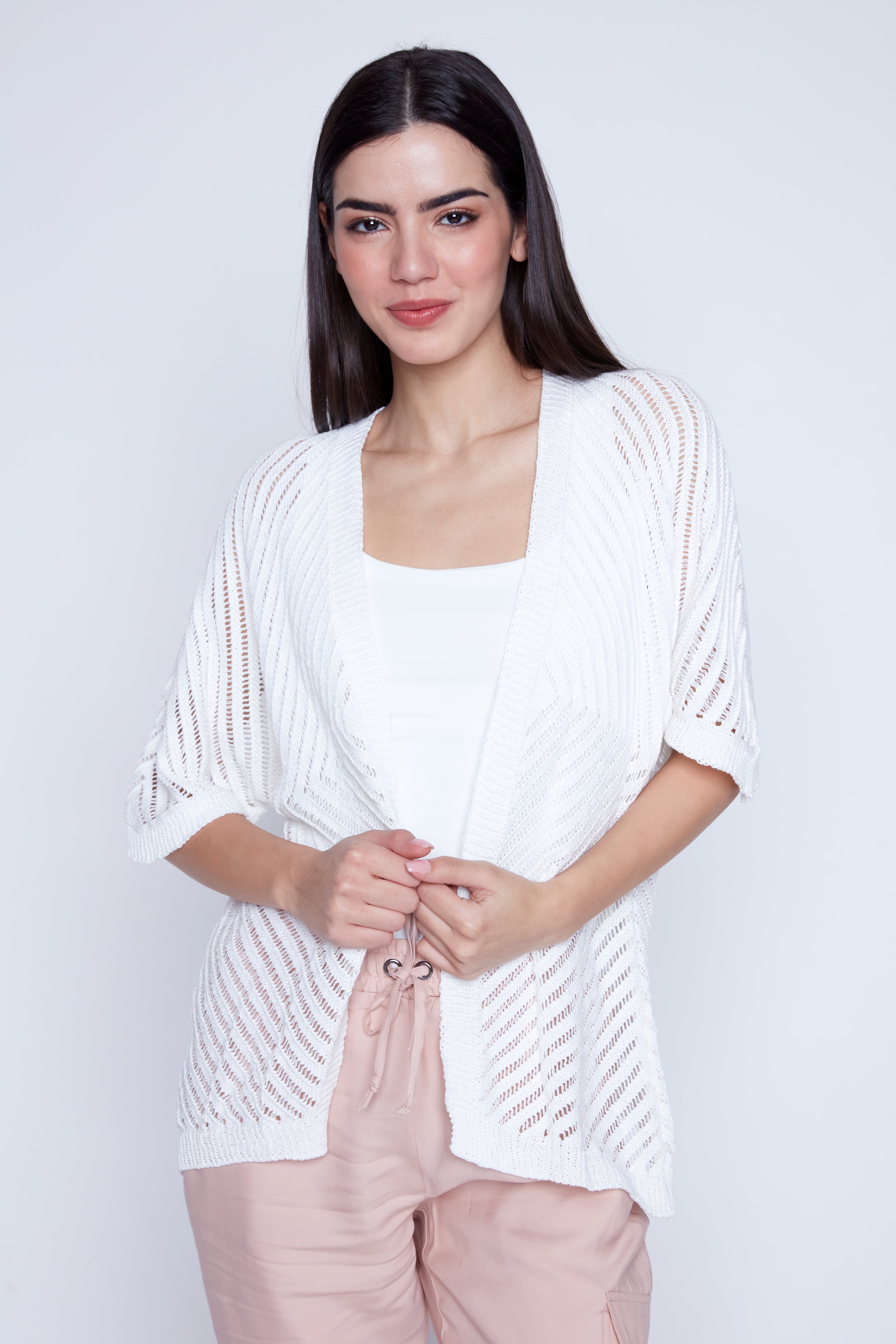 Cotton open stitch cardigan