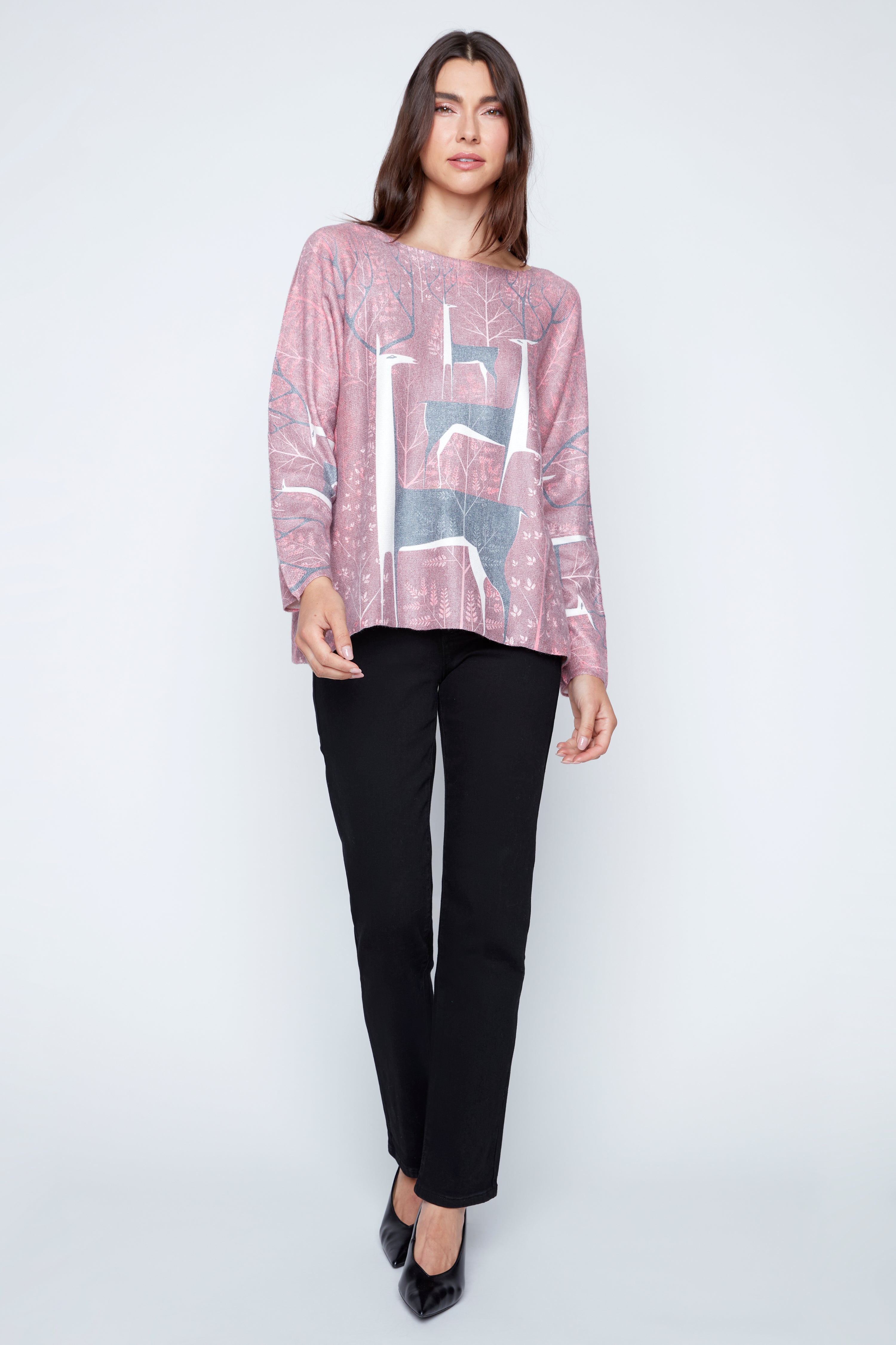 Deer print sweater