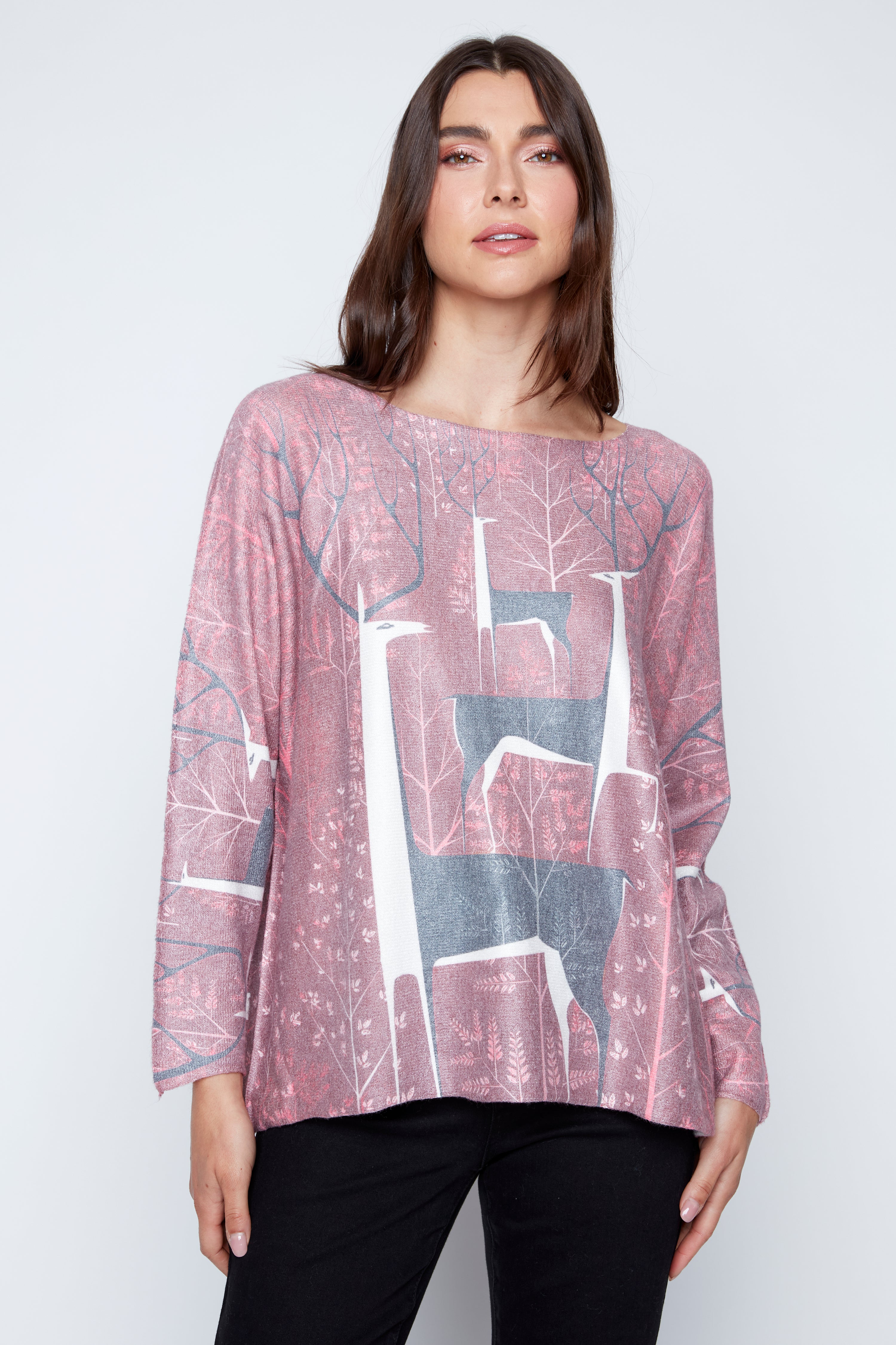Deer print sweater