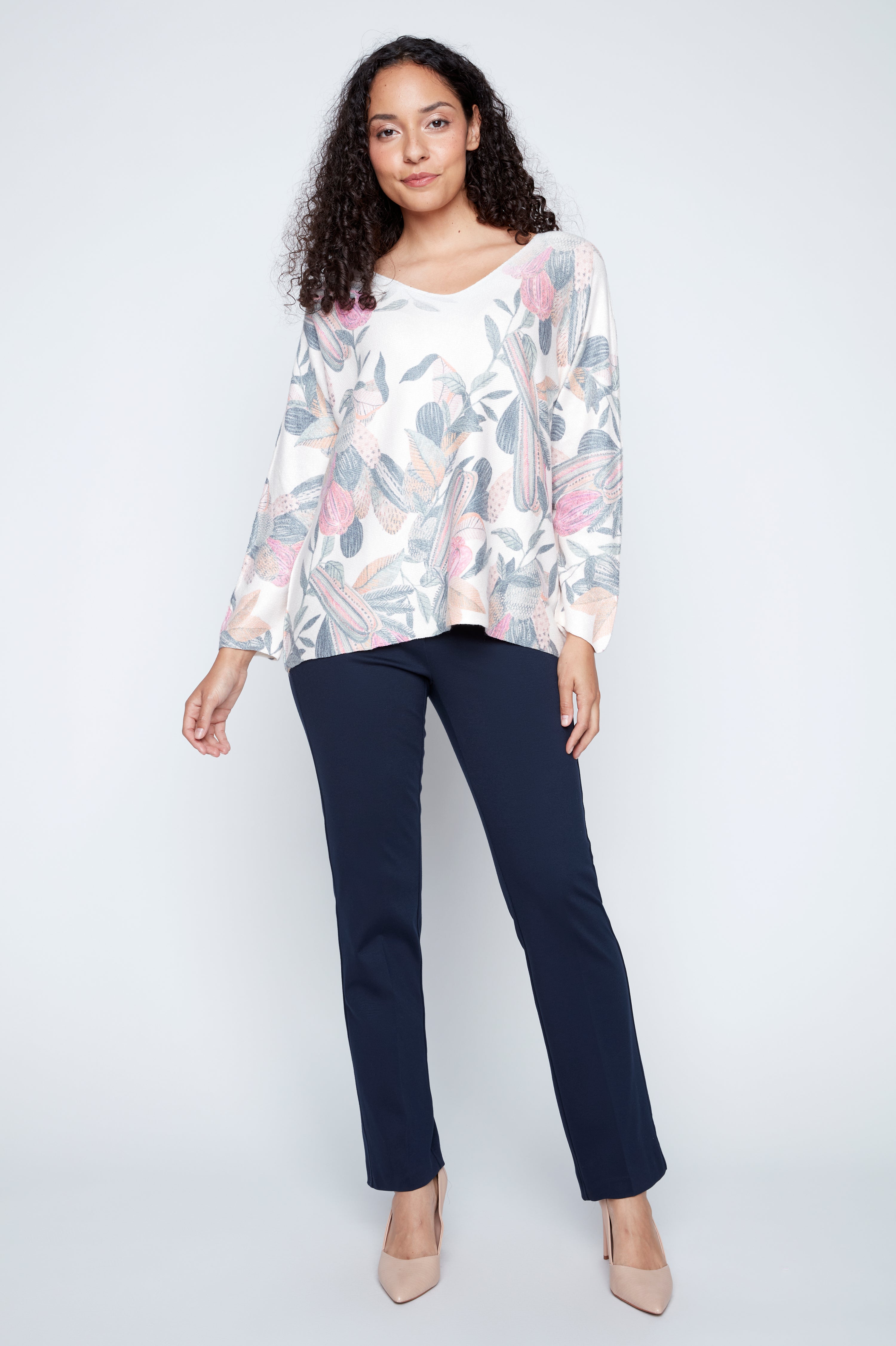 Leaf print sweater