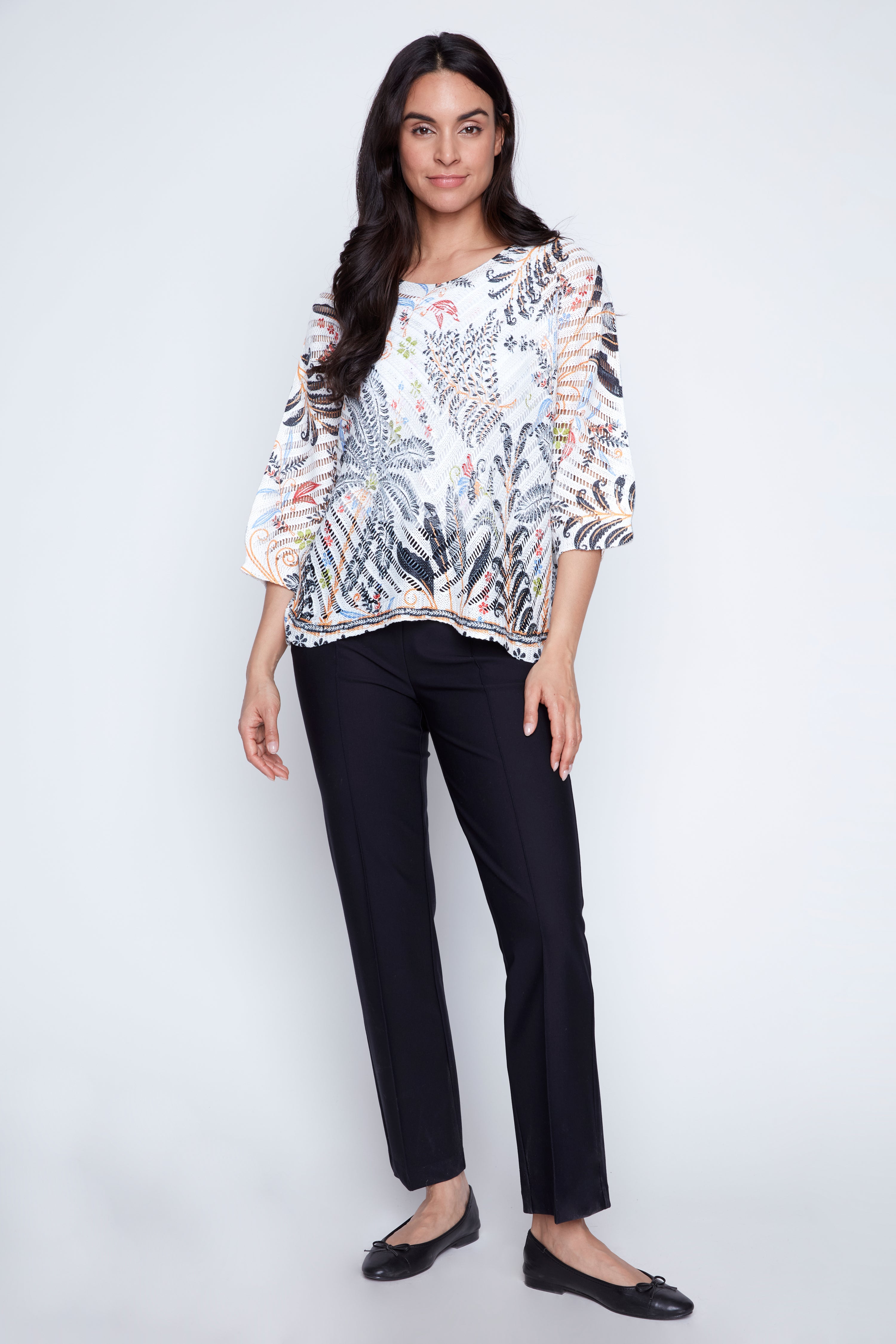 Palm tree border print crochet top