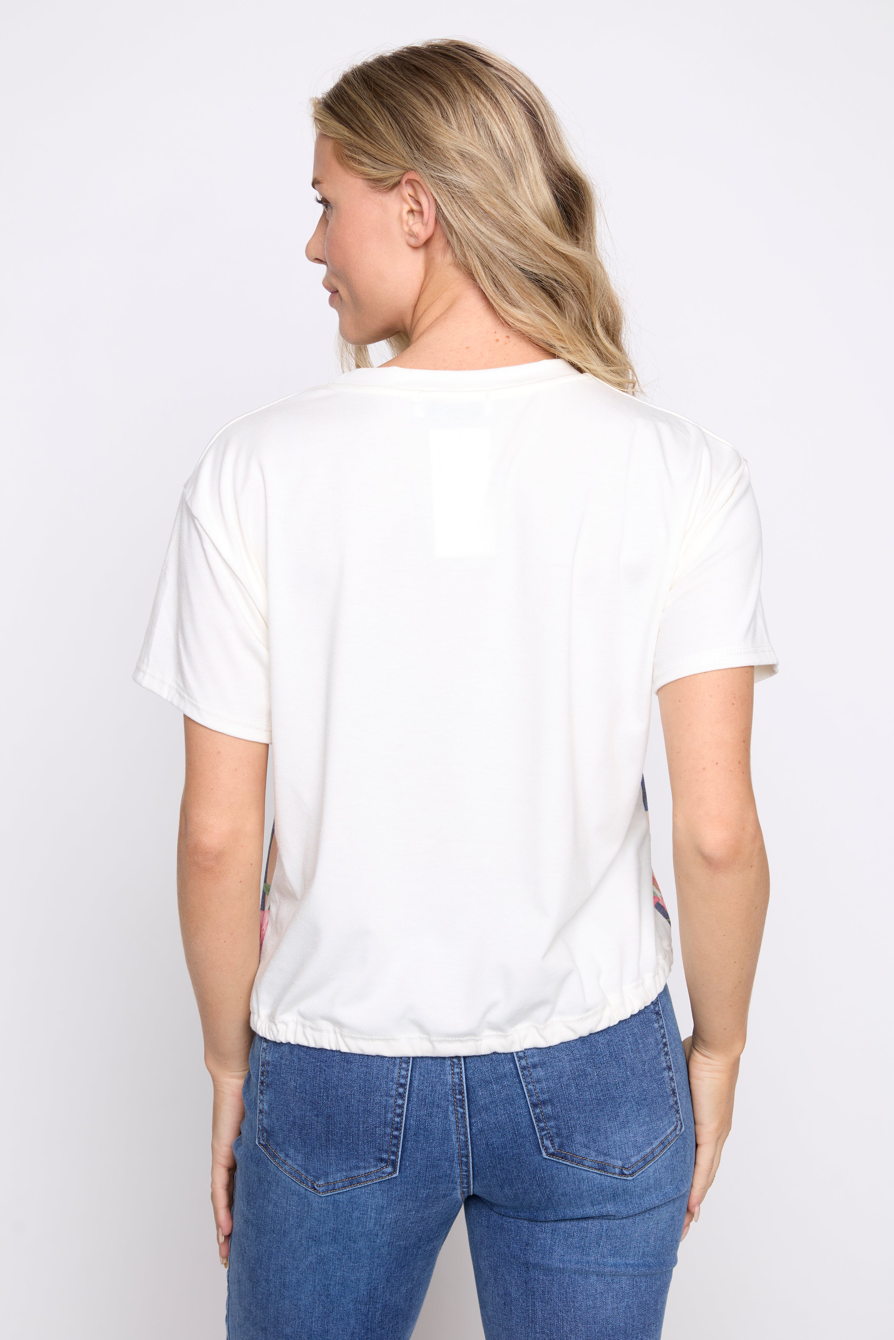 Flower print drawstring t-shirt