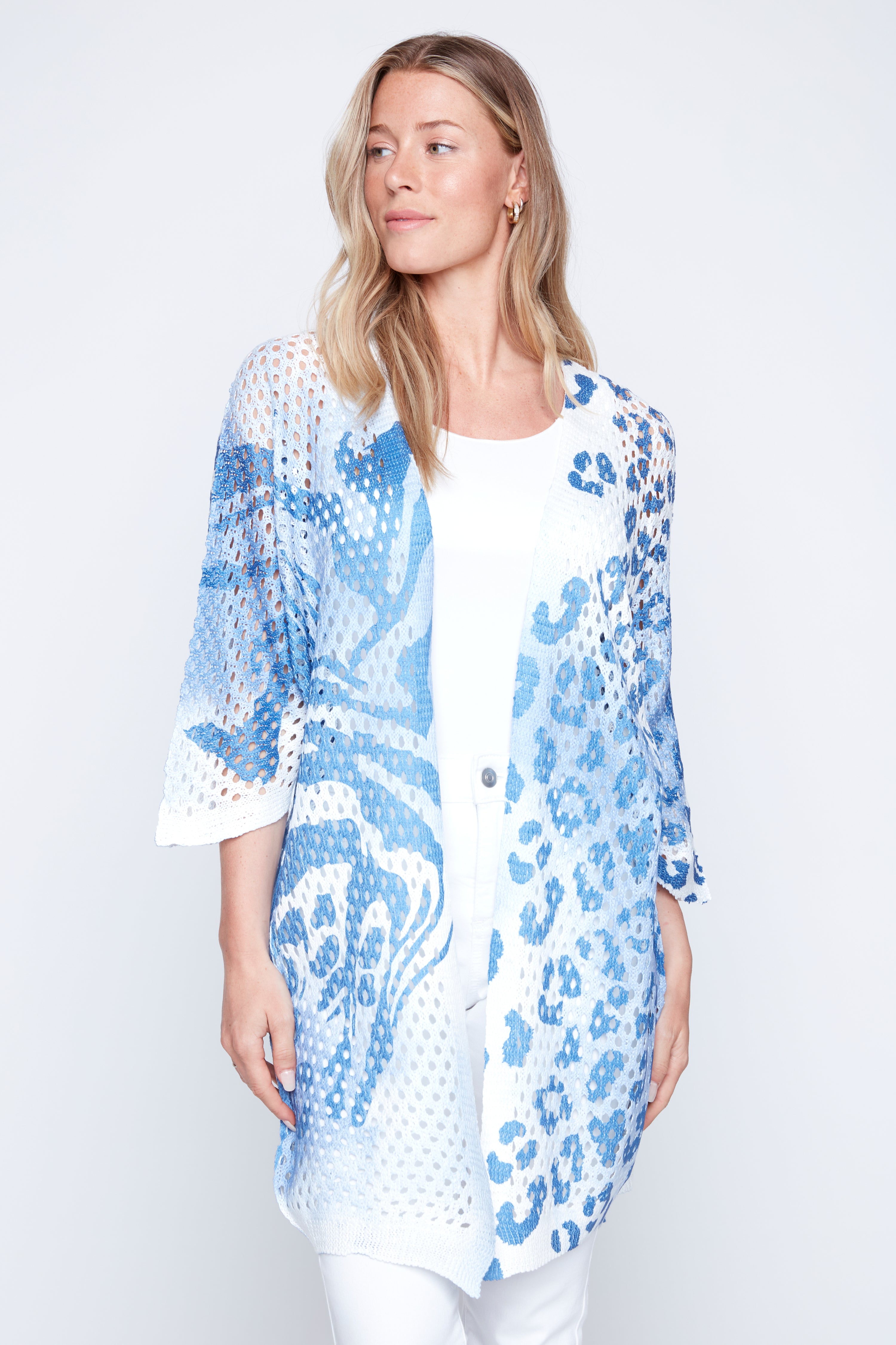 Animal print crochet cardigan