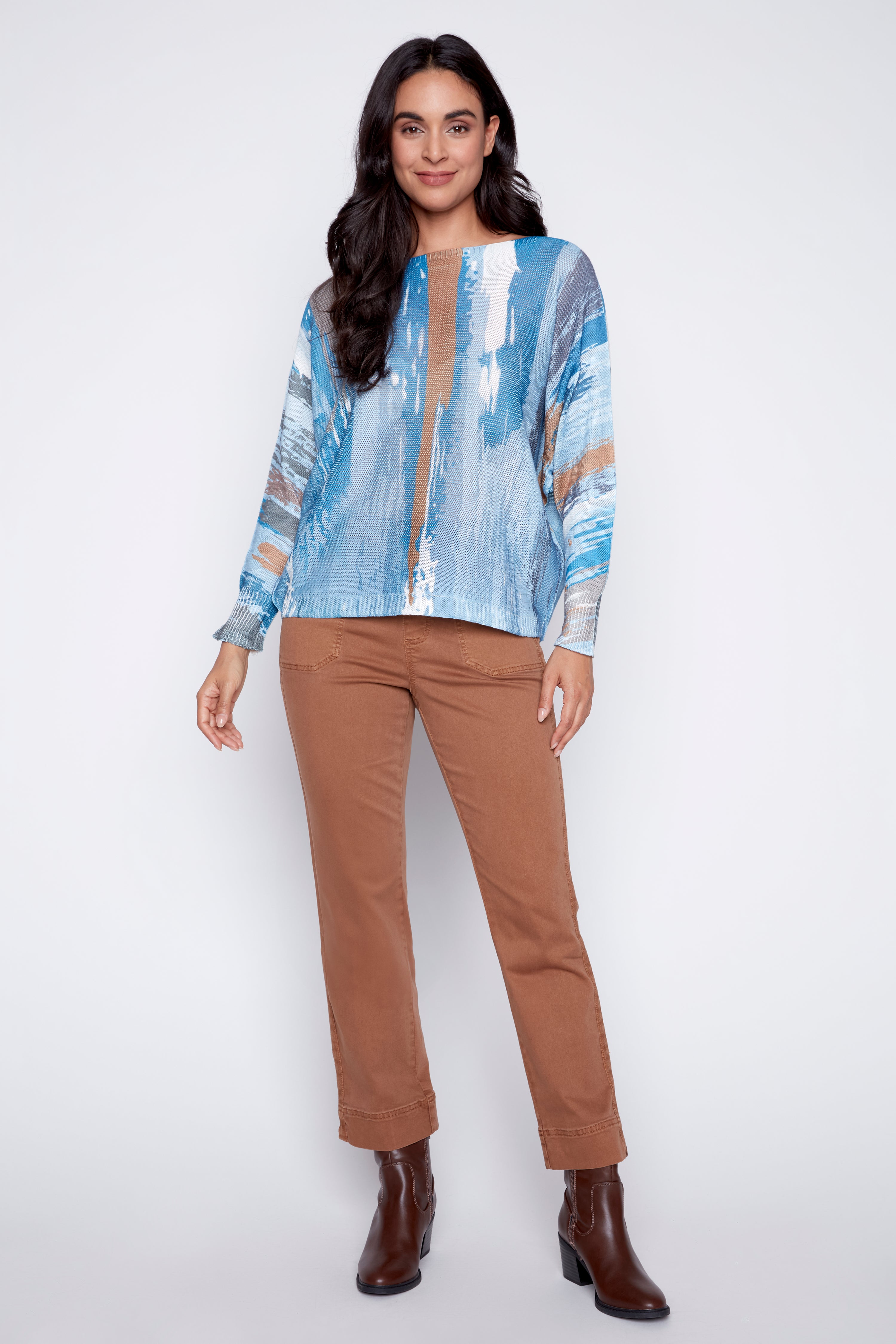 Brush strokes print sweater