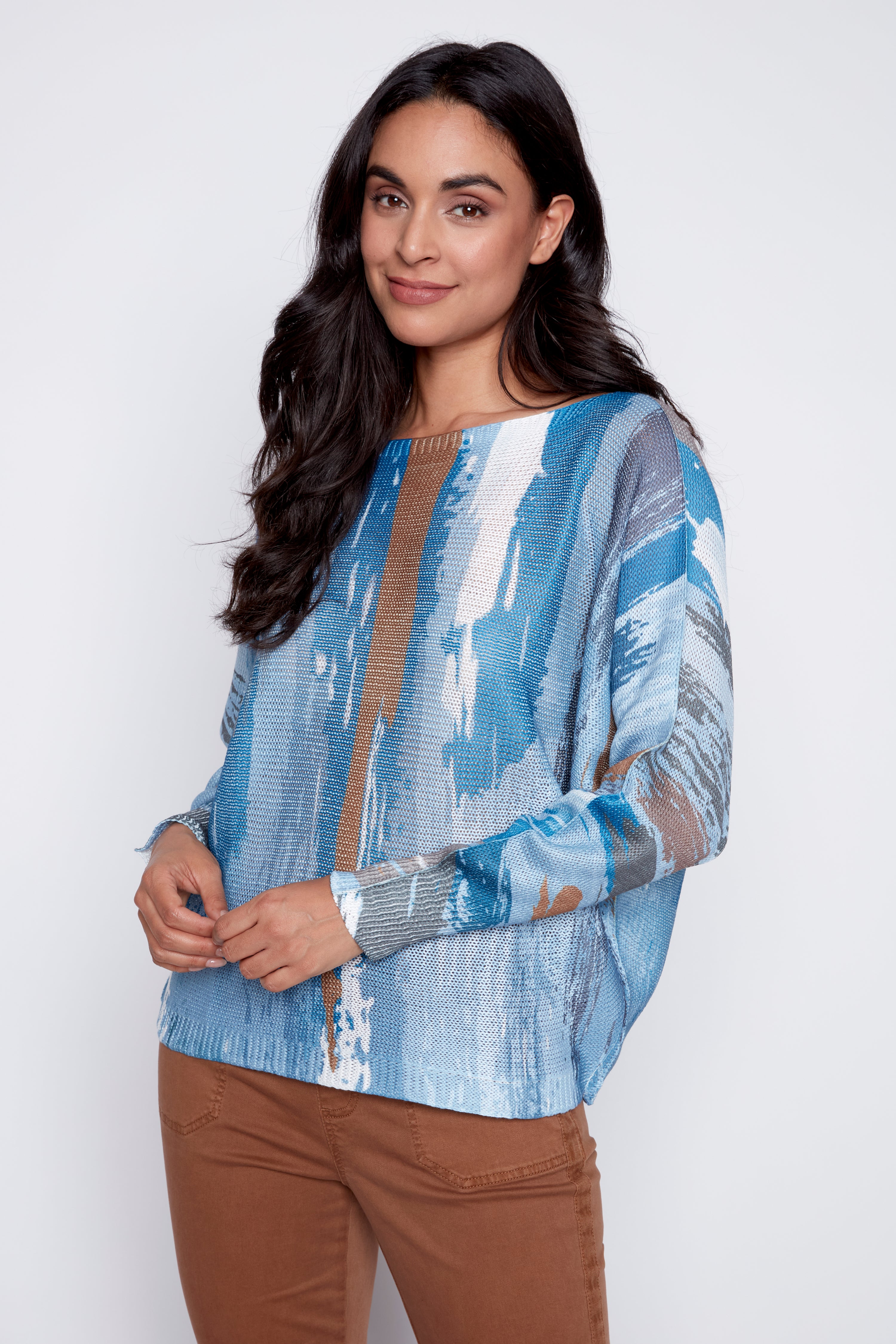 Brush strokes print sweater