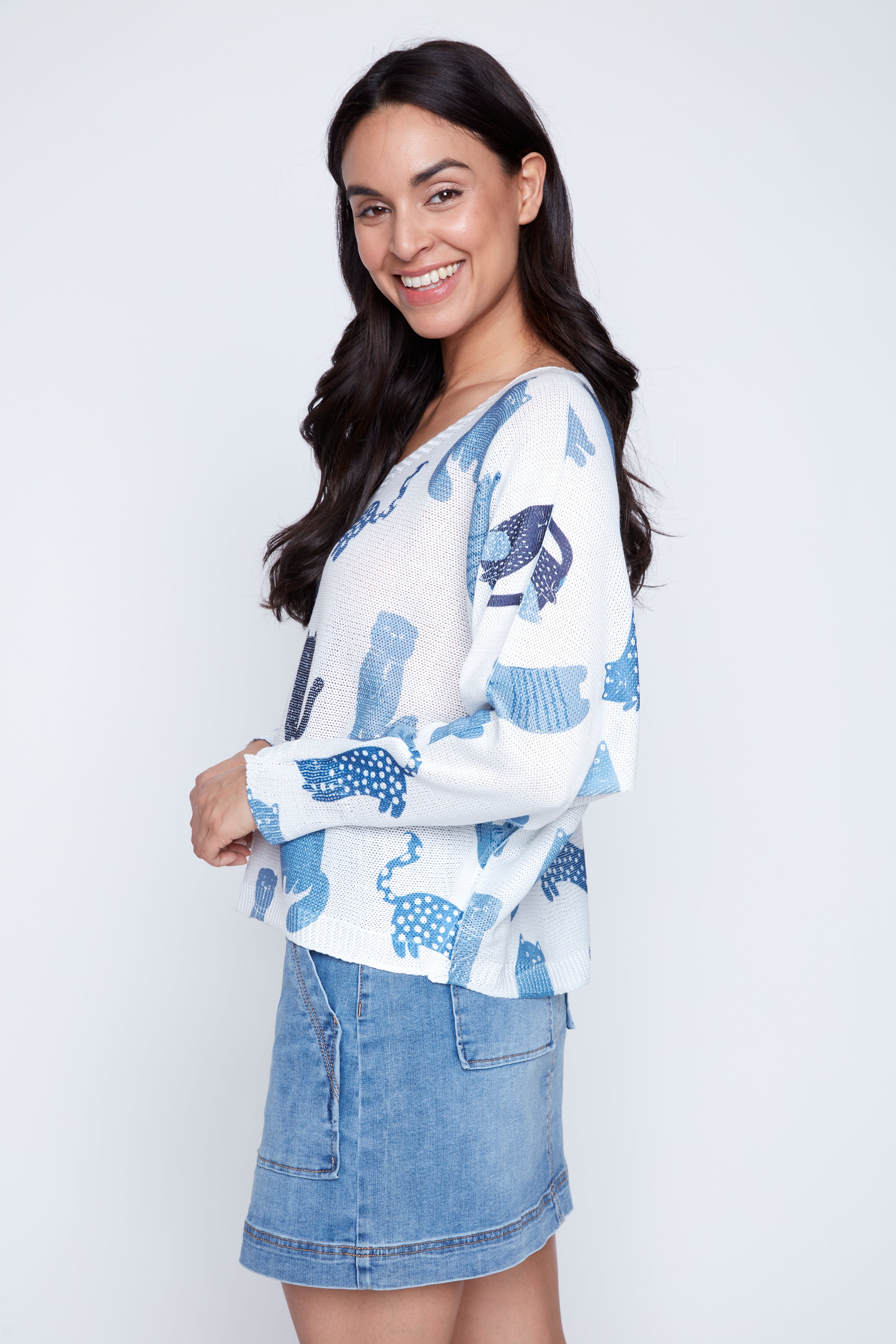 Le pull à imprimé chat