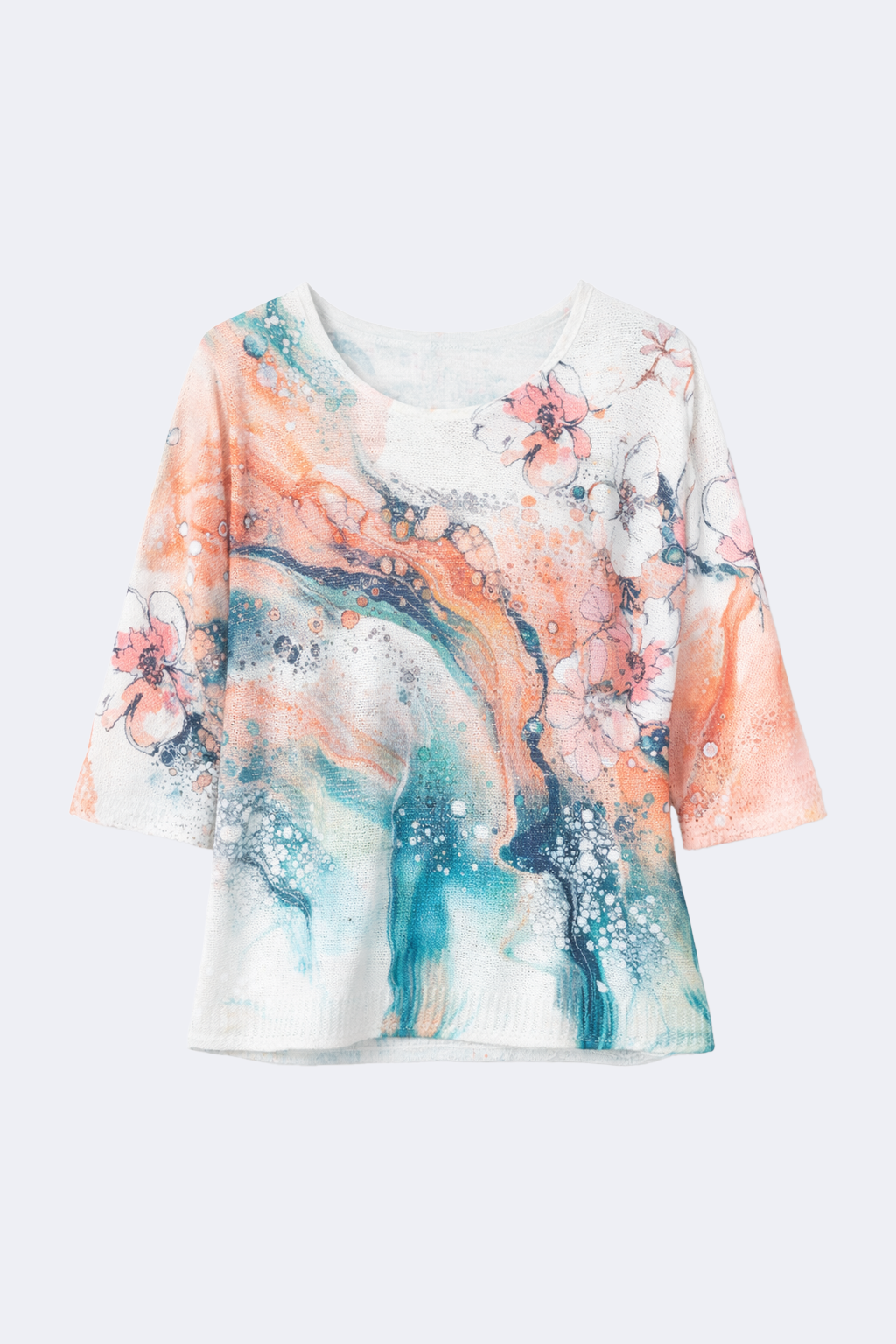 Le pull à imprimé marbré floral