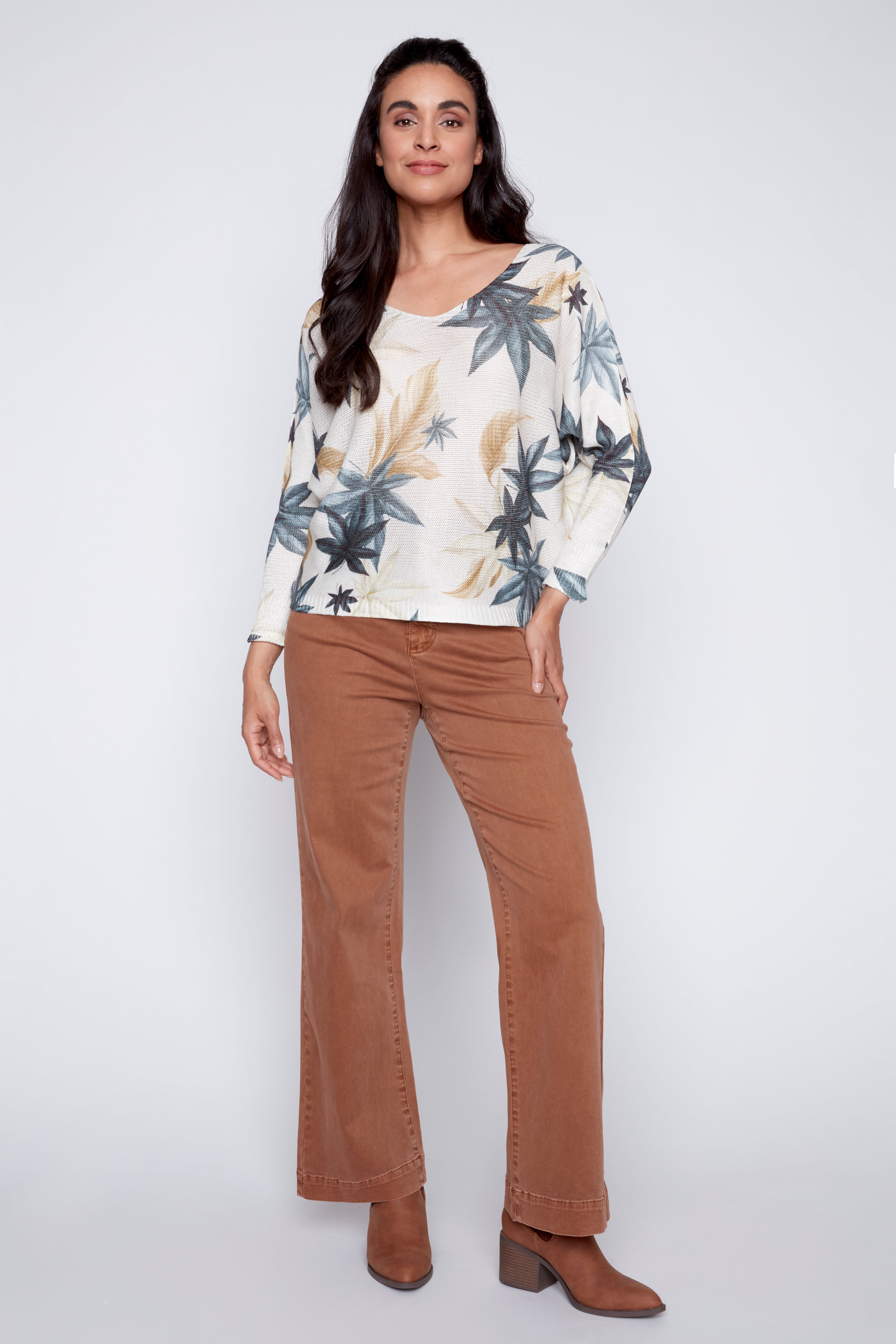 Leaf print sweater