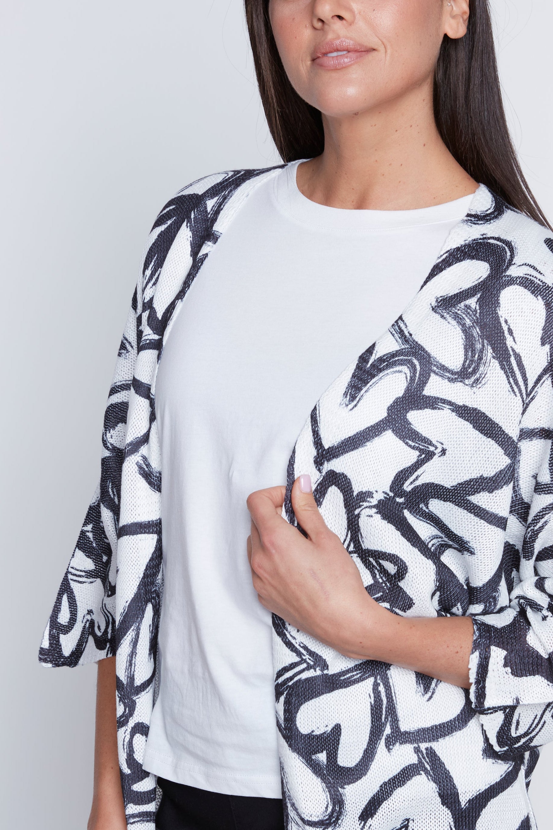 Abstract hearts print cardigan