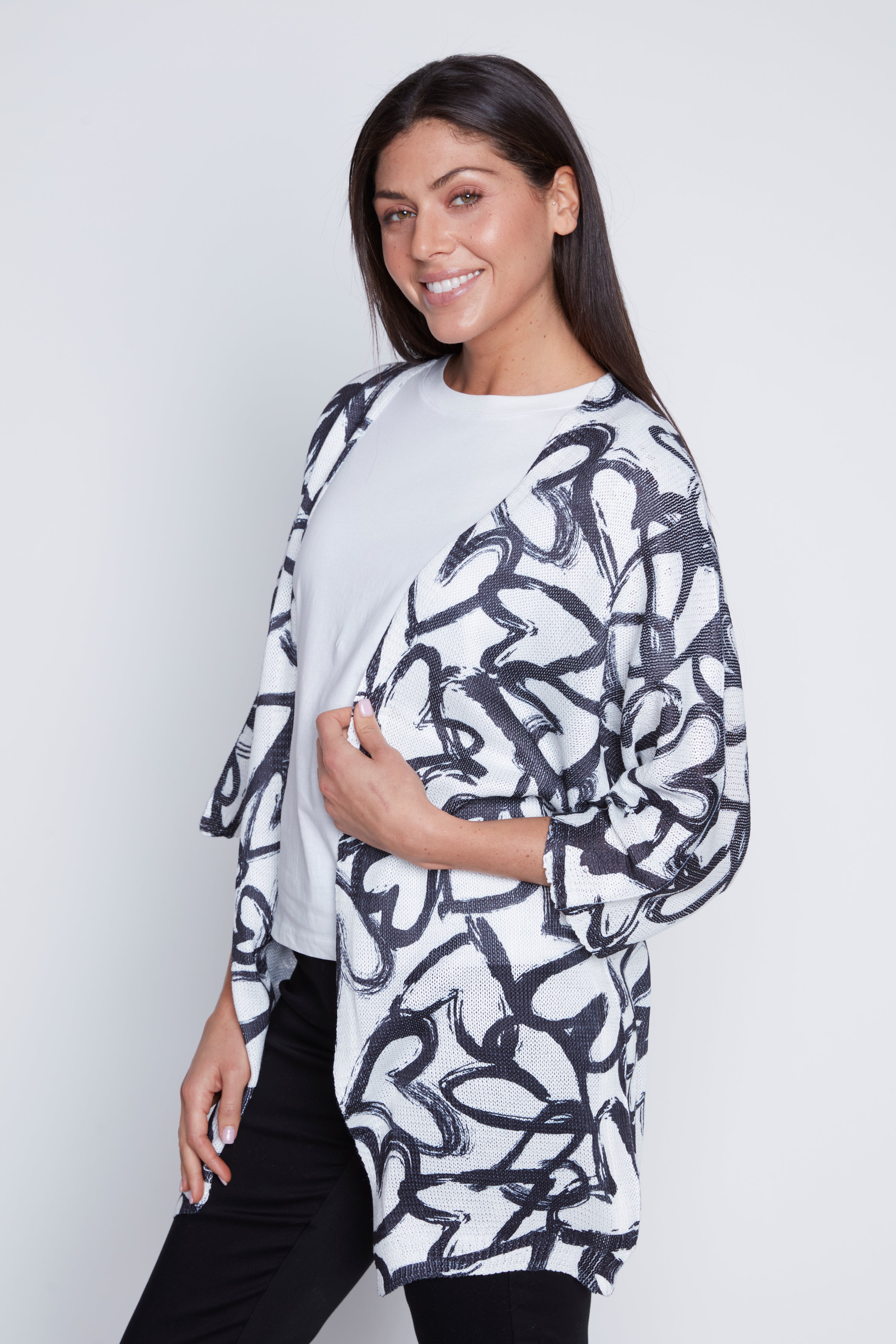 Abstract hearts print cardigan