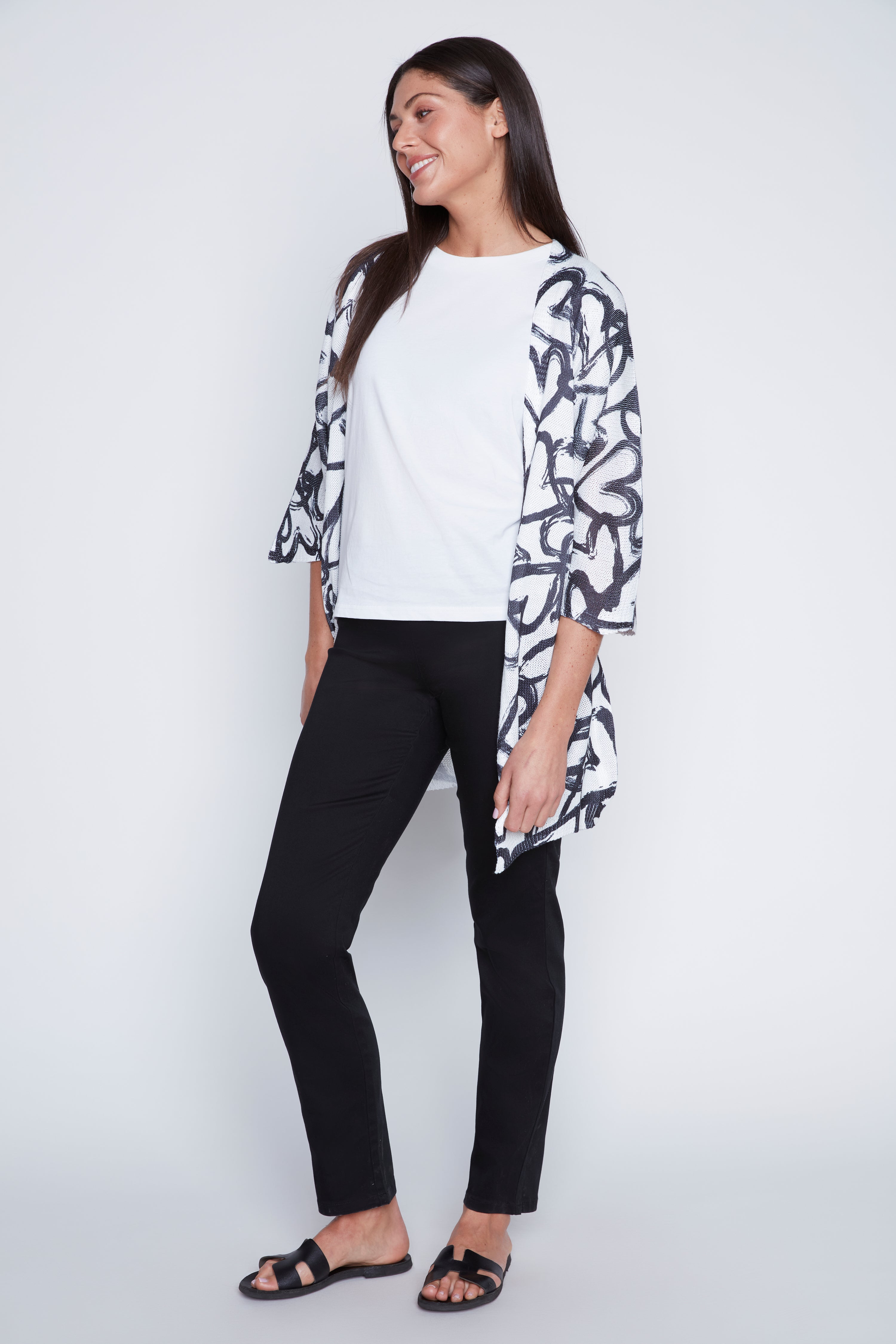 Abstract hearts print cardigan