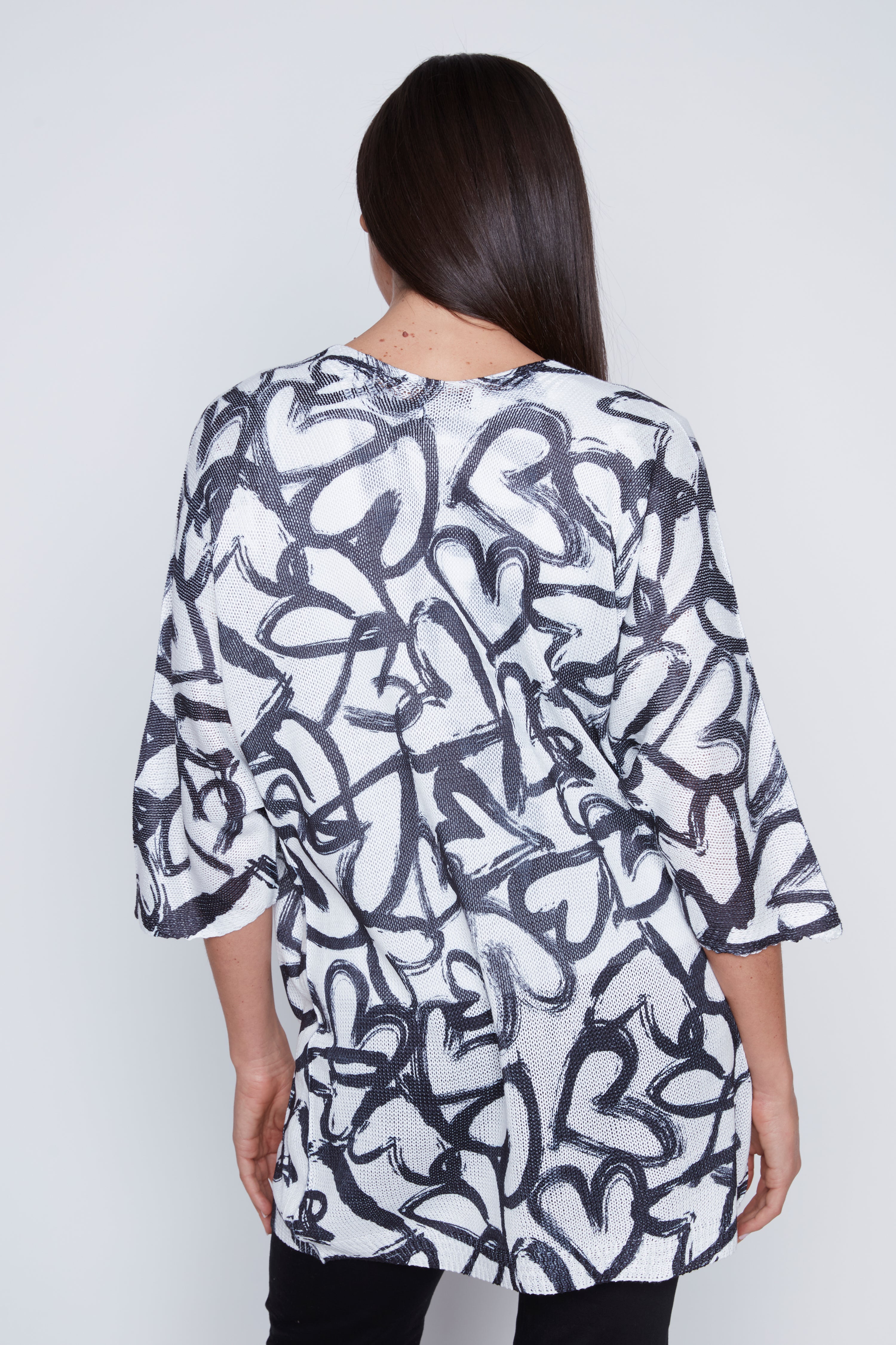 Abstract hearts print cardigan