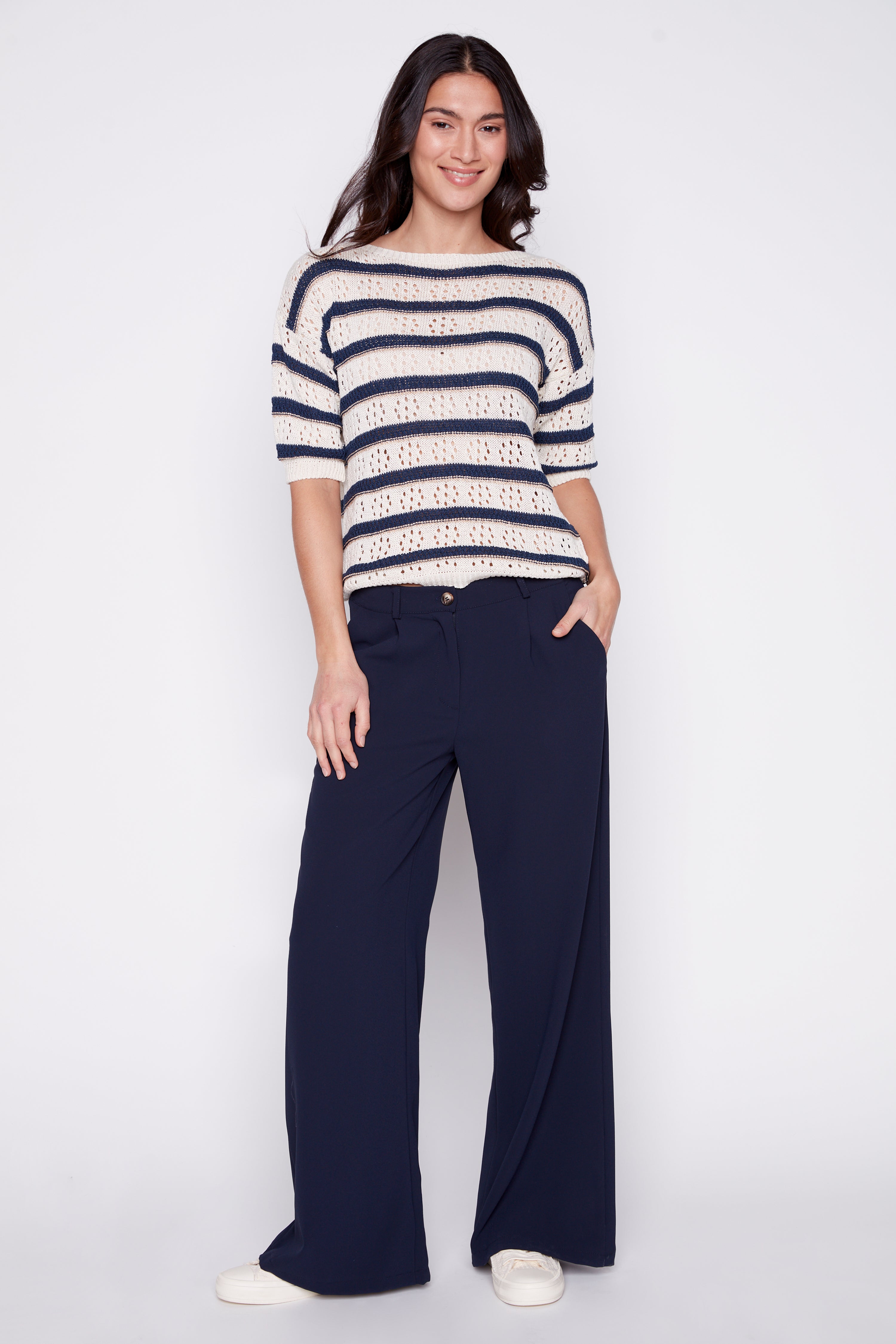 Wide leg crepe pant