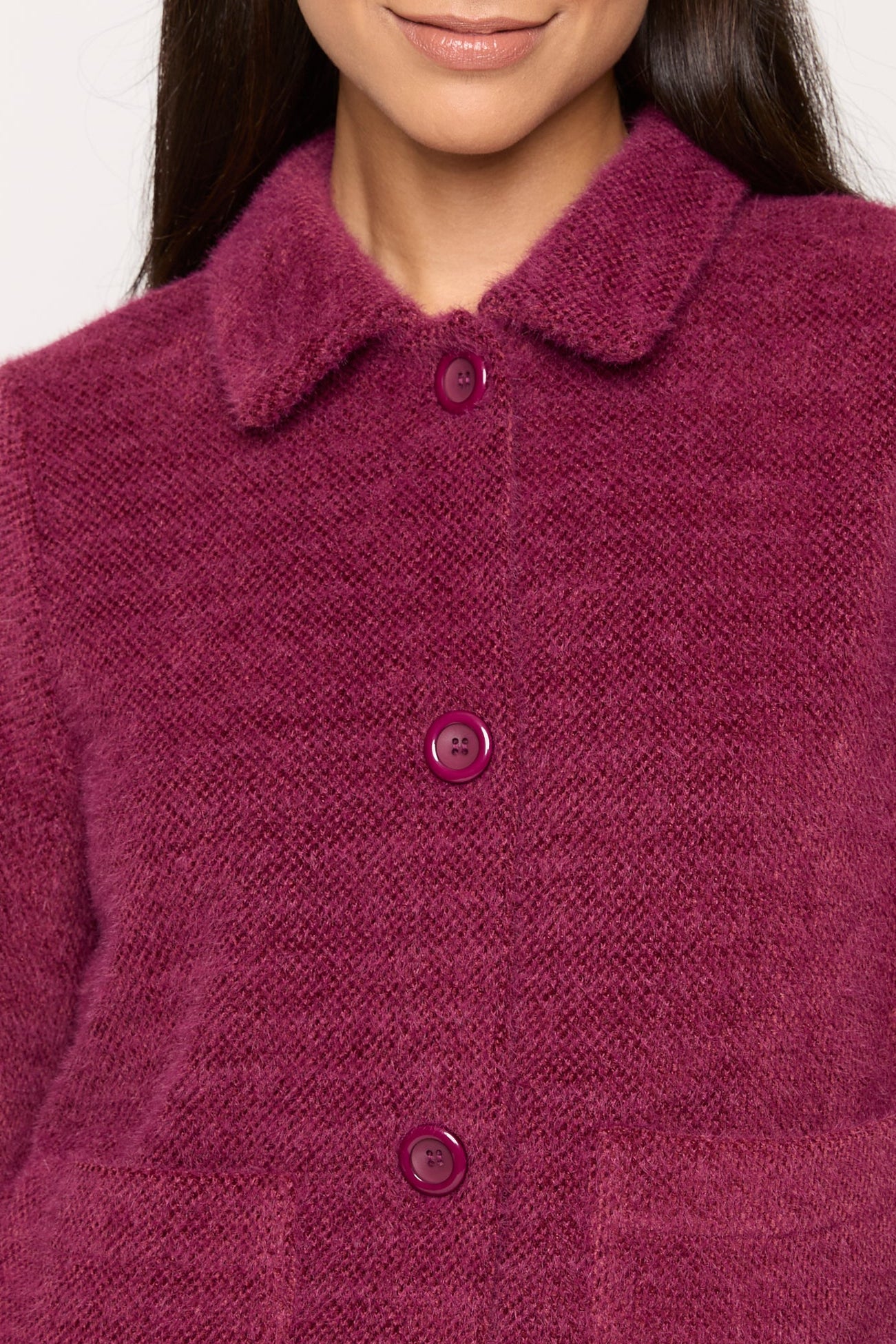 Eyelash-Knit Button-Front Jacket