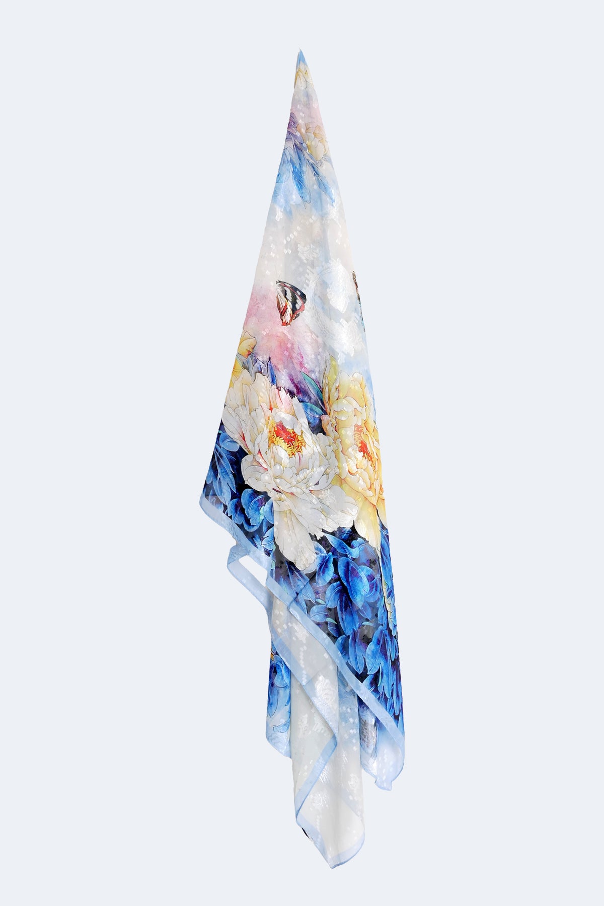 L'écharpe en jacquard à motifs floraux et papillons