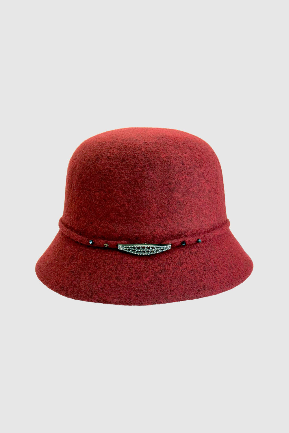 Cloche hat with hardware trim