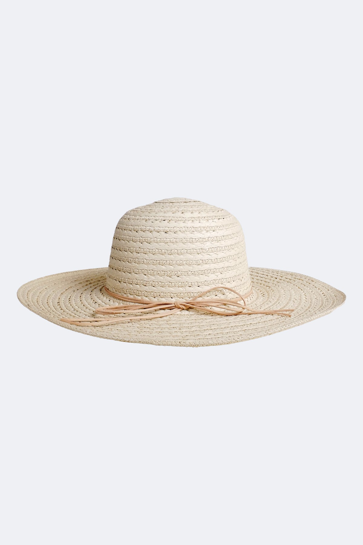 Wide brim sun hat with cord trim
