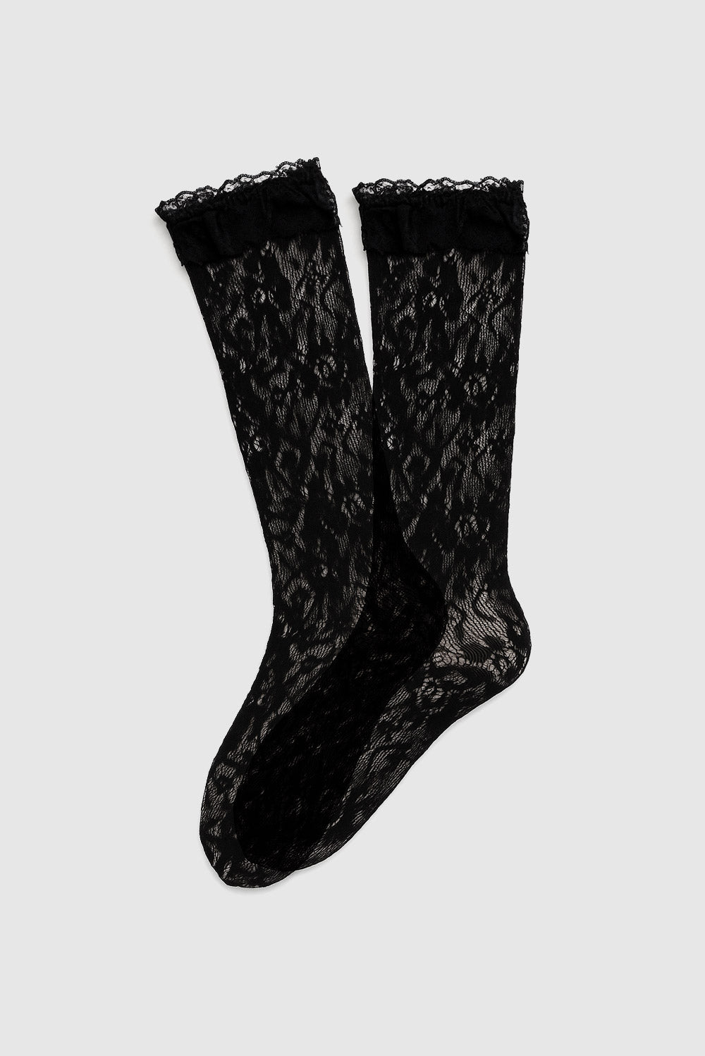Lace ruffle trim ankle socks