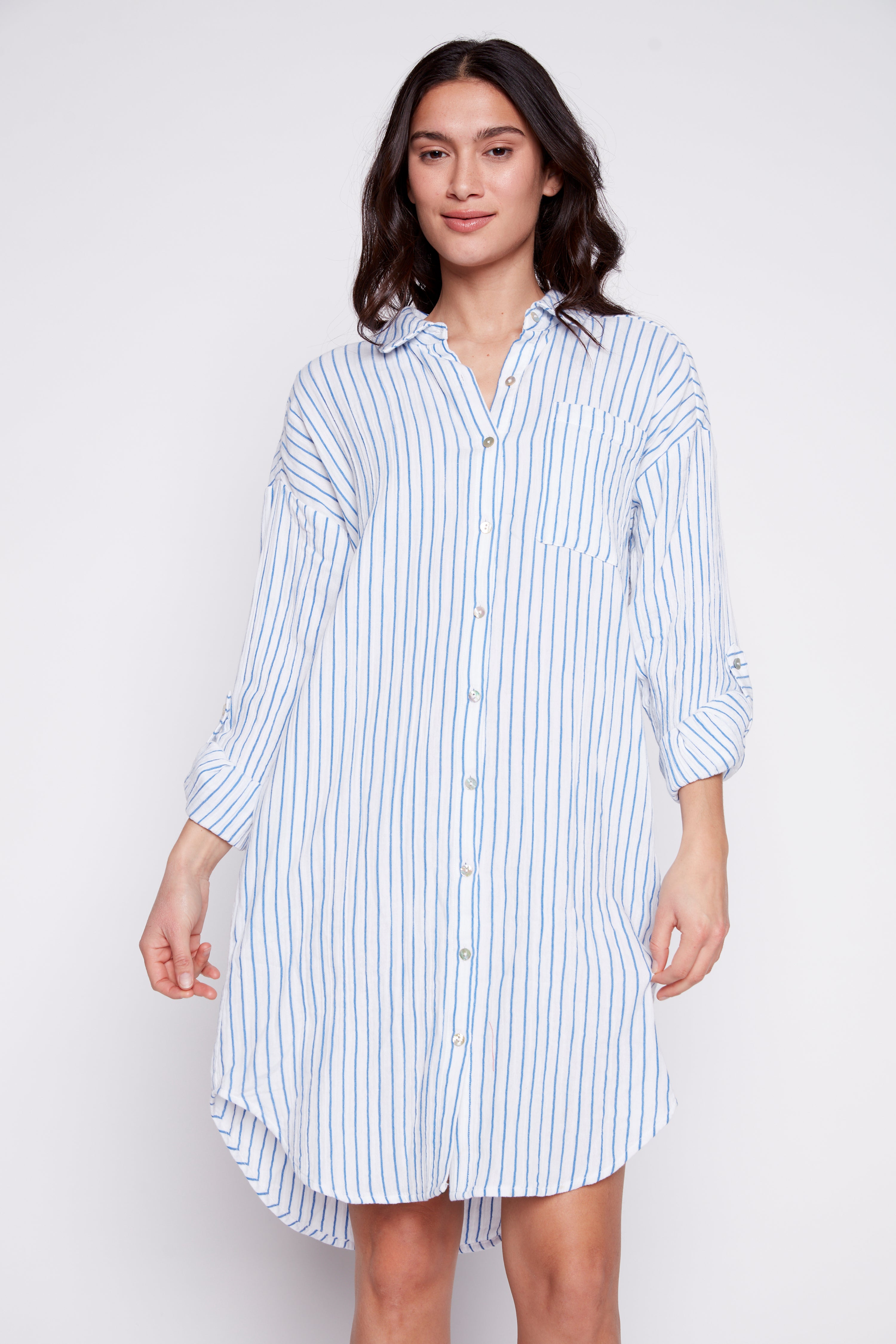 Stripe cotton shirt dress